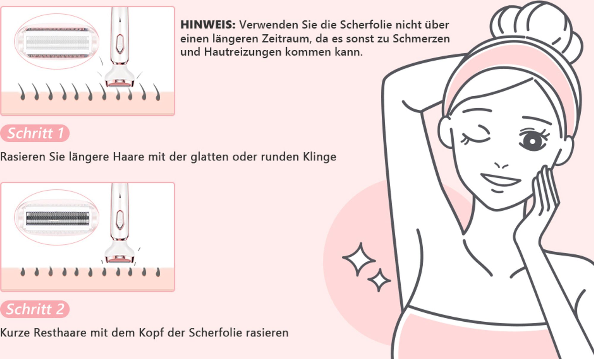 Elektrischer Rasierer für Frauen, 4-In-1 Elektrischer Damenrasierer, Schmerzfreier Intimrasierer, USB-Aufladung