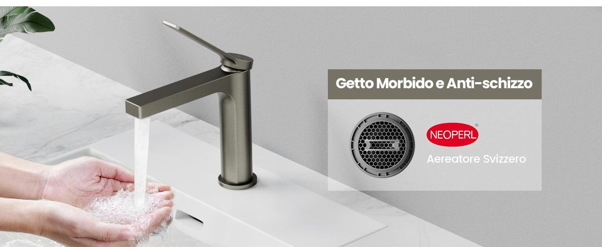 EMKE Rubinetto bagno antracite opaco 195x173x46mm, ottone, cartuccia ceramica, miscelatore bagno, miscelatore lavabo, miscelatore lavabo