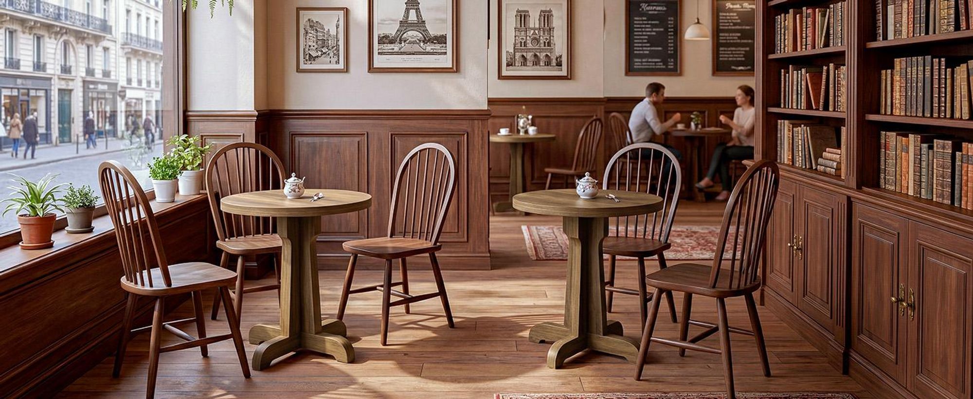 Tribesigns Runder Esstisch 60 cm, Bistro Tisch mit Kreuzfuß und Dicker Tischplatte, Vintage Gastronomie Tisch für Café, Restaurant, Bäckerei