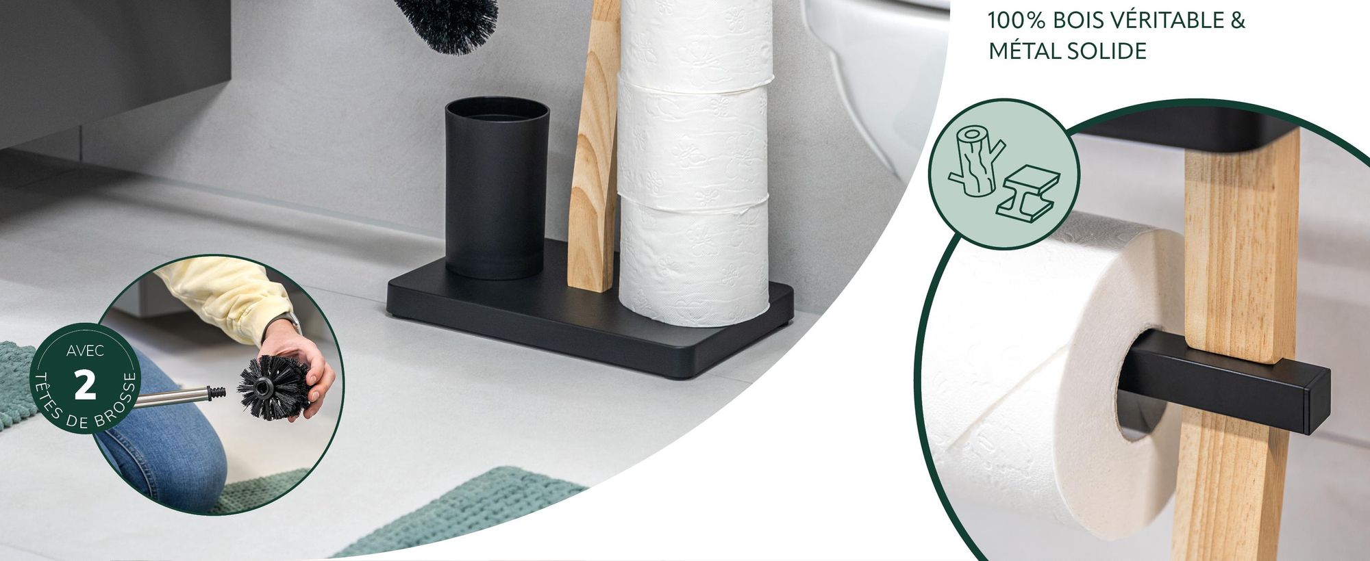 Ensemble de toilettes en métal et en bois pour la salle de bains