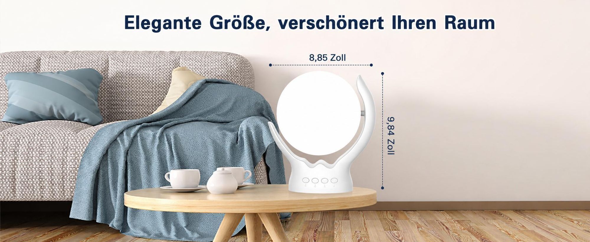 Stufenlos dimmbare Lichttherapielampe,UV-frei, 10.000 Lux, Therapielampe, rotierende Lichttherapielampe mit 5 Helligkeiten, 3 Farbtemperaturen, timbar