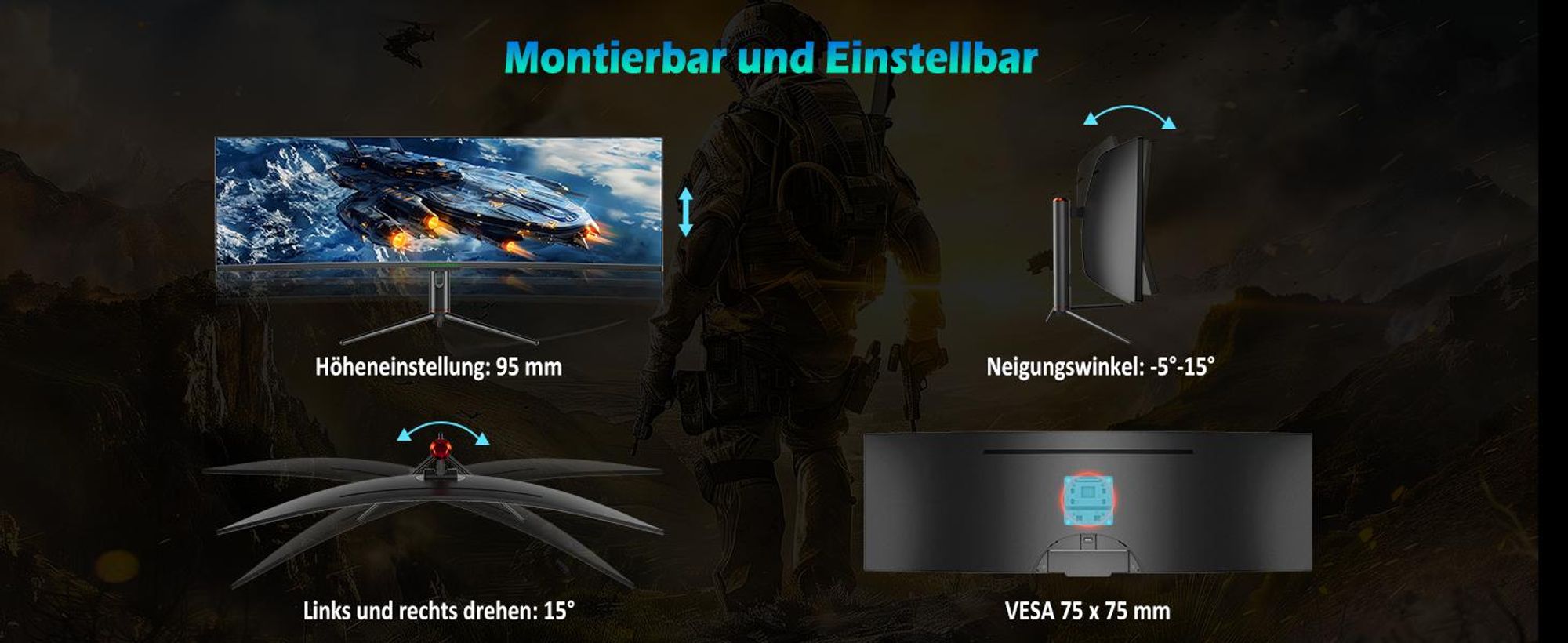 TITAN ARMY C49SHC Gaming-Monitor, 32:9, 144 Hz, C49SHC