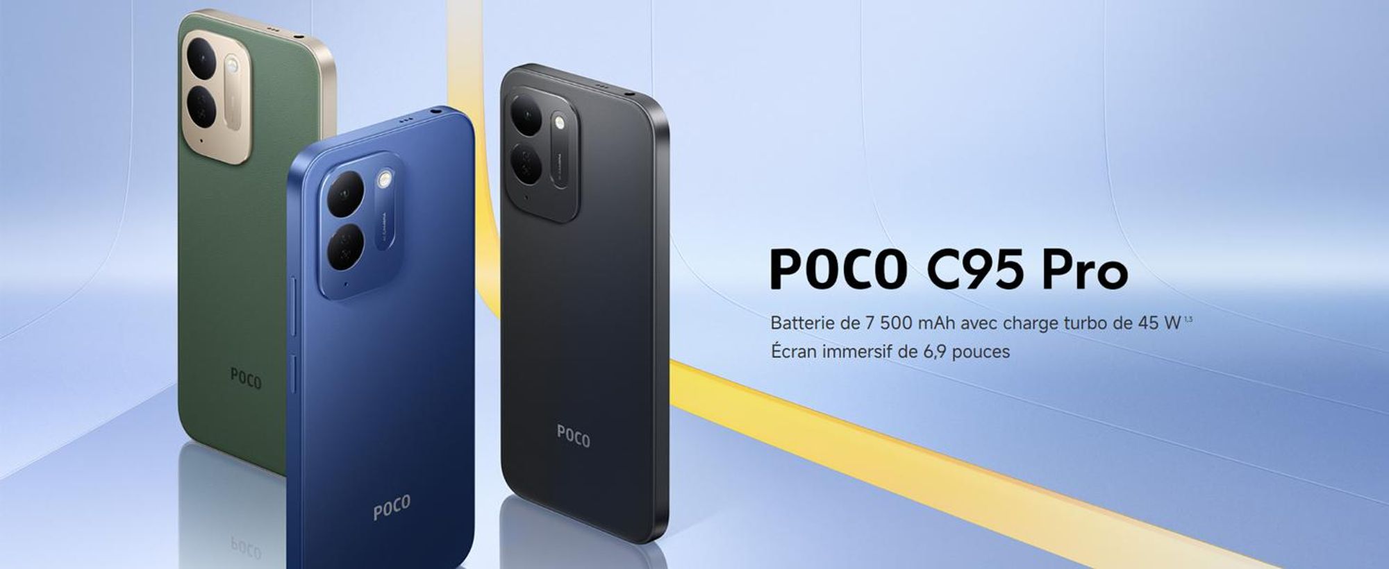 Xiaomi Poco C95 Pro, smartphone 4G, 6 + 128 Go, noir, batterie de 7500 mAh