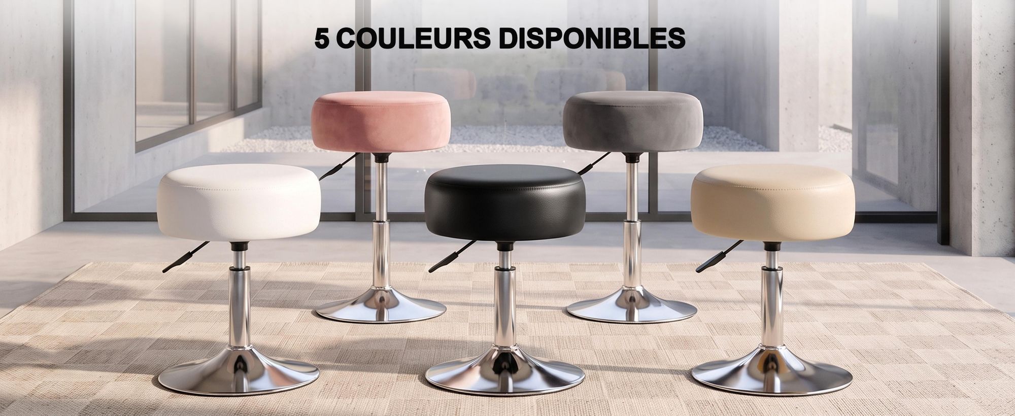 Duhome Tabouret tournant Réglable en hauteur Tabouret de maquillage en velours Tabouret de bar avec rembourrage Tabouret tournant pour chambre à coucher Salon Bistro, gris