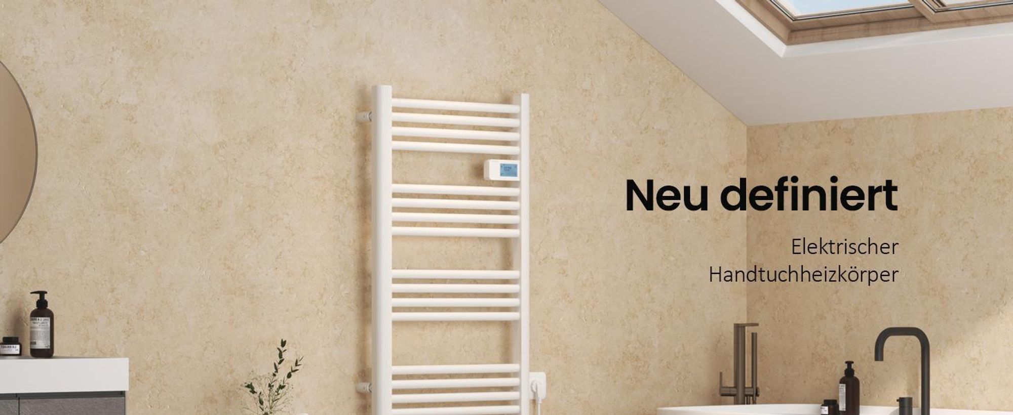 EMKE Elektrischer Handtuchheizkörper 1200×400 mm, 450W Badheizkörper mit Touch-Timer, Wochenprogramm Handtuchtrockner & Handtuchwärmer, Weiß