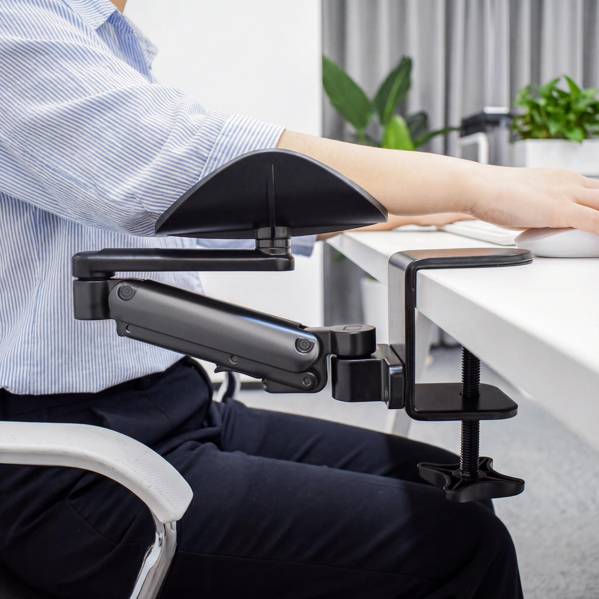 di volio Armauflage Schreibtisch DV-194ODA – ergonomische Ellbogenstütze aus Aluminium, verstellbare Unterarmauflage für Gamer und Büro (Schwarz)