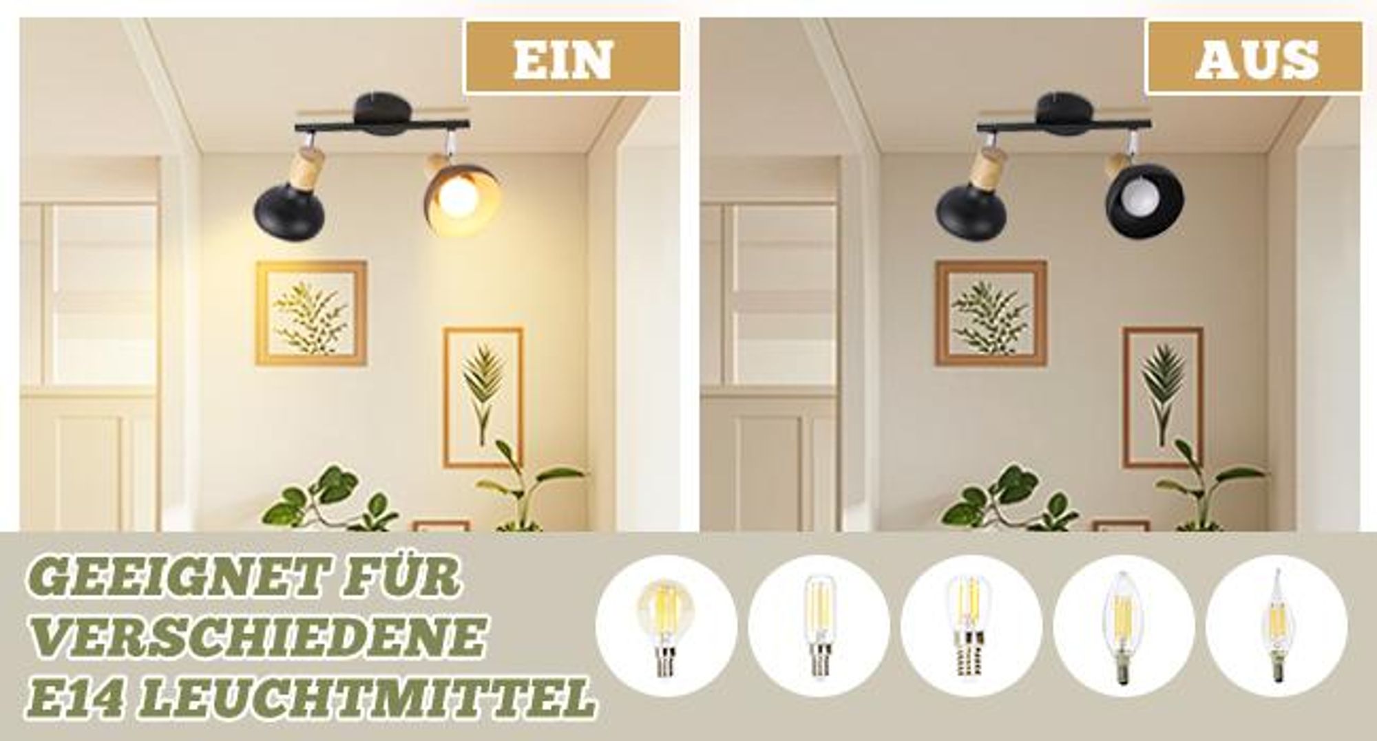 ZMH faretto da soffitto 2 fiamme plafoniera vintage corridoio soffitto nero spot industriale faretto interno E14 metallo 350° spot orientabili per camera da letto soggiorno (senza lampadina)