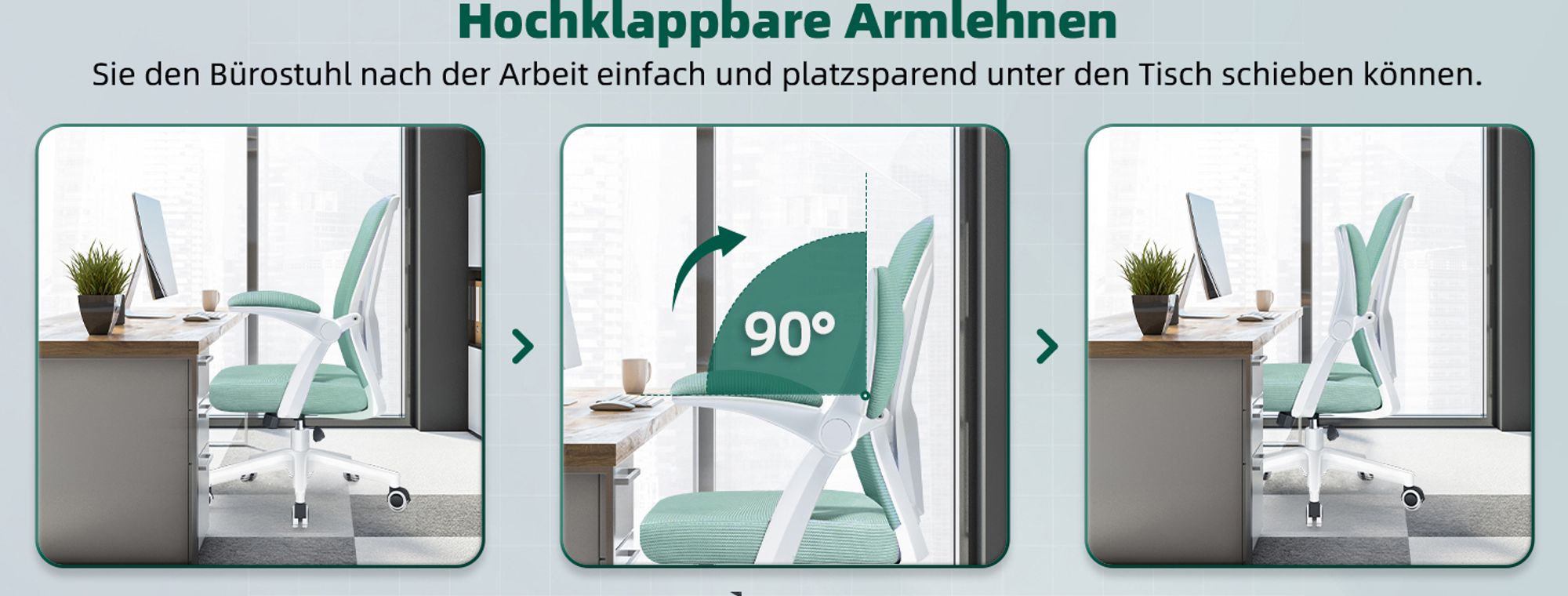 Aiibot Bürostuhl,Bürostuhl Ergonomischer mit klappbaren Armlehnen Schreibtischstuhl Armlehnen Höhenverstellbarer Drehstuhl Chefsessel bürostuhl 150 kg