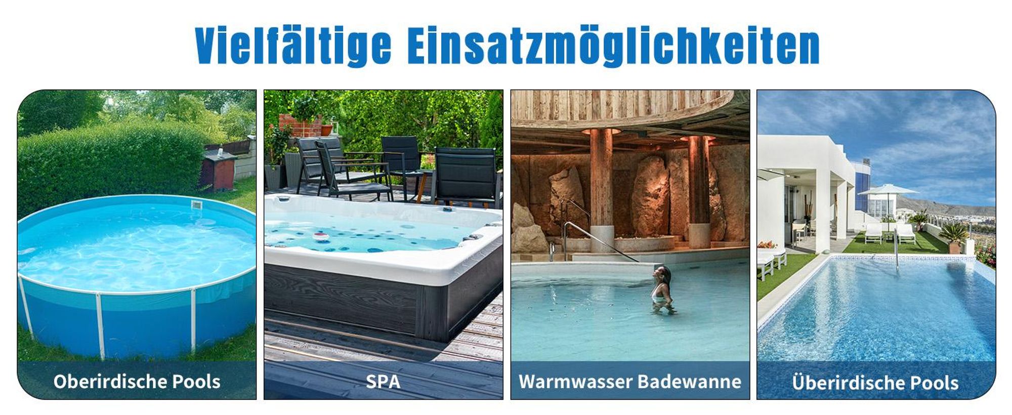 FCH Poolsauger, kabelloser 40W-Poolsauger mit starker Saugkraft und ausziehbarem Stiel