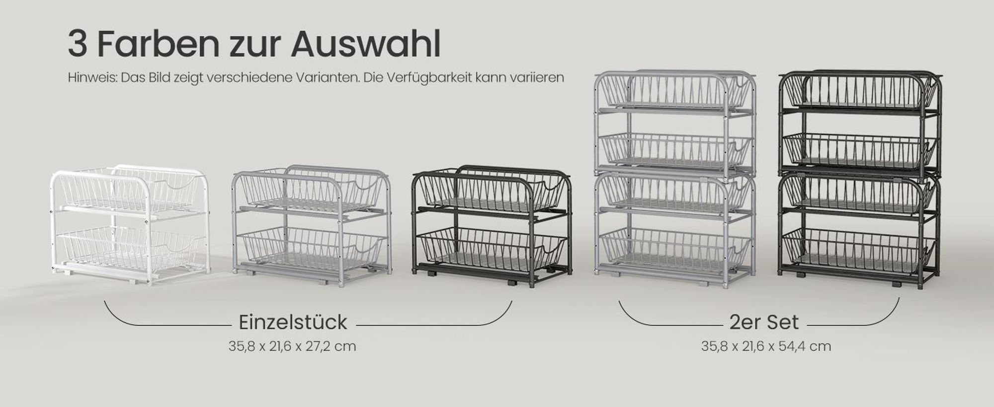 Küchenorganizer-Set, stapelbarer, Silber