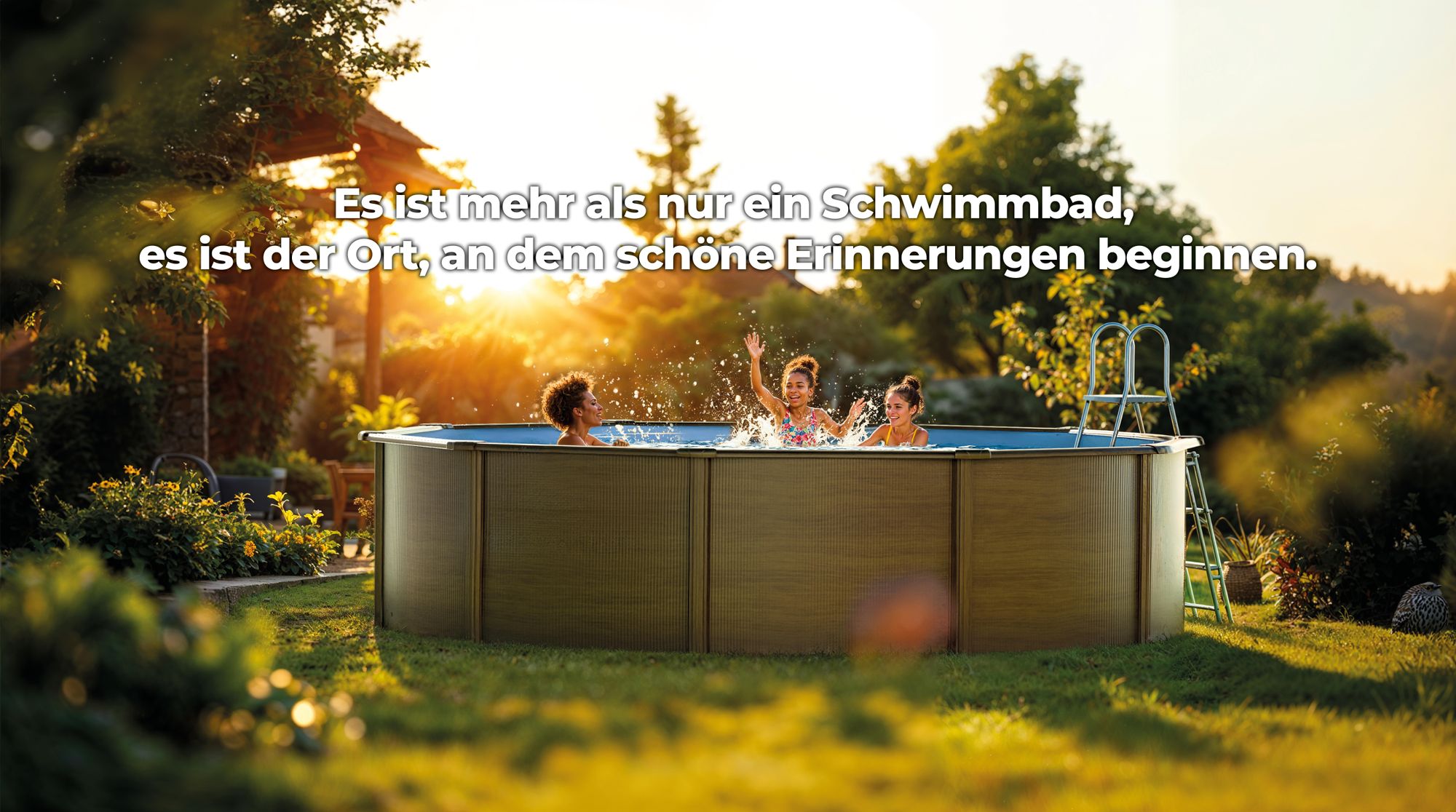 GRE Runder Stahlwandpool mit Holzoptik KIT240W – Ø 240 x 120 cm, Komplettset