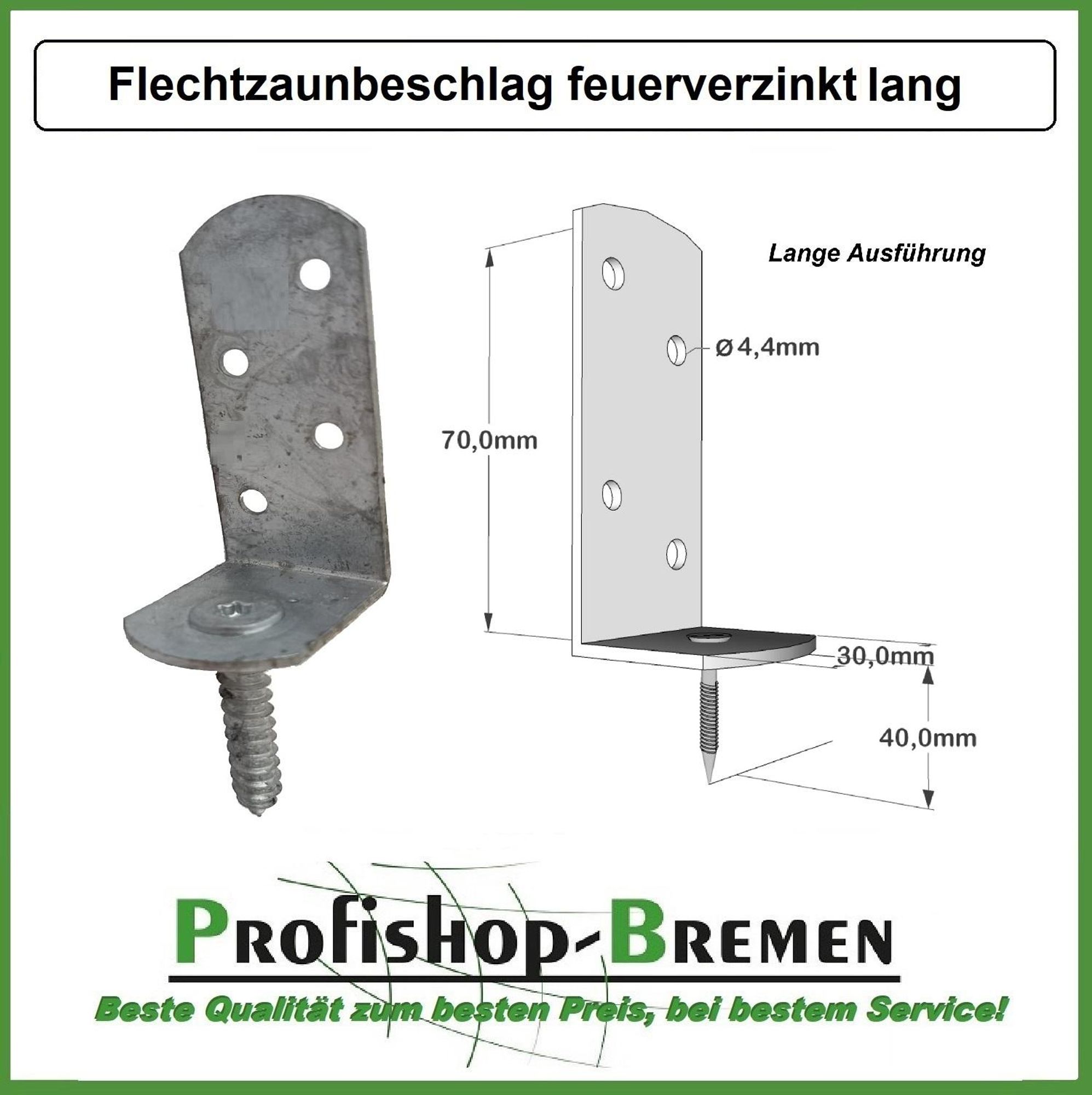 10 x Flechtzaunbeschlag feuerverzinkt lang (Stückpreis 0,55)