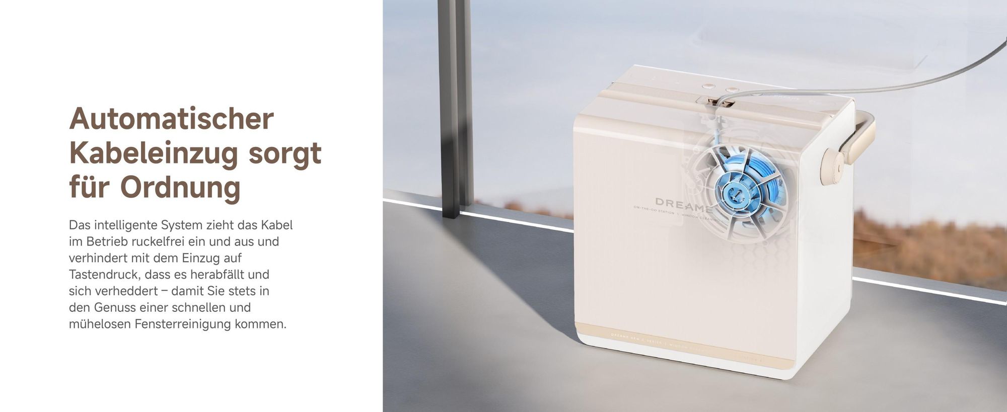 Dreame C1 Station S Kit Fensterputzroboter,Stabil und sicher,Nass-und Trockenreinigung,Dual-Spray,Intelligente Navigation,mobile Station,App,Creme