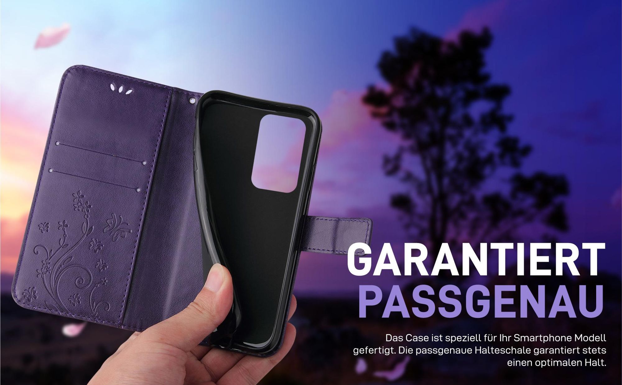 Violette Klapphülle für Samsung Galaxy A7 (2018) mit präziser Passform und sicherem Halt