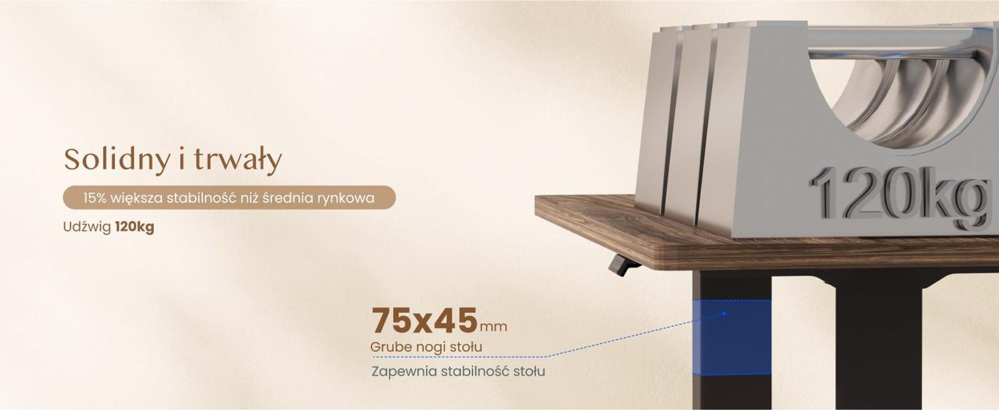 FLEXISPOT QB2 Biurko z regulacją wysokości Elektryczne 180x80cm, 2 MOCNE SILNIKI, nośność 120 kg, ochrona przed kolizją, 4 funkcje pamięci (brązowe)