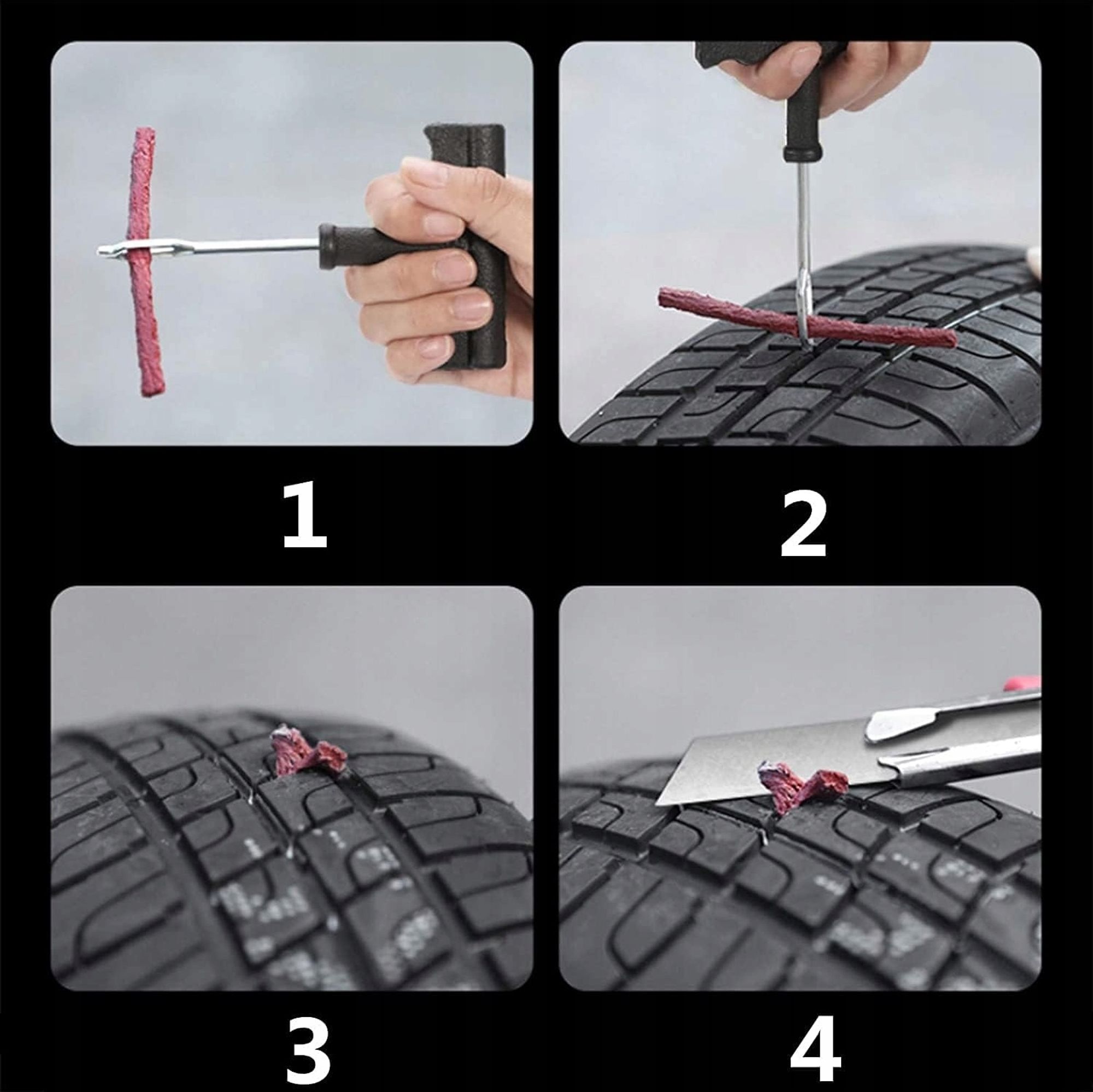 SATRA | Reifenreparaturset, 27tlg, Tragbares Reifenreparaturset für Autos, Autoreifen Reparaturset, Reifenpannenset, Reifenreparatur Kit