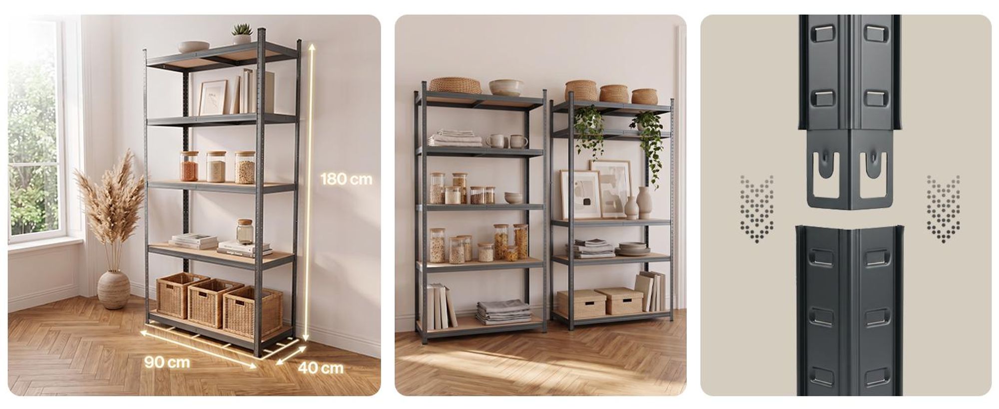 Steckregal Werkstattregal 1800x900x400 mm, 5 Ebenen, Farbe anthrazit, Traglast gesamt 875 kg, Kellerregal Schwerlastregal Metallregal Lagerregal