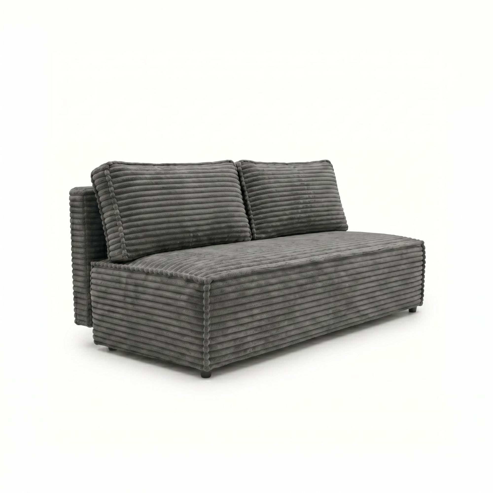 Schlafsofa FORANO 3-Sitzer mit Bettkasten, Sofa Couch mit Schlaffunktion, Gästezimmer und Jugendzimmer, weicher Plüschstoff, Cordstoff Dunkelgrau