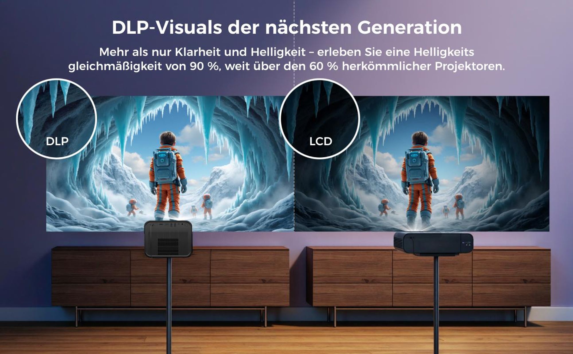 Ultimea Beamer 4k, Poseidon E100 DLP Projektor, 1800 ANSI-Lumen mit Google TV