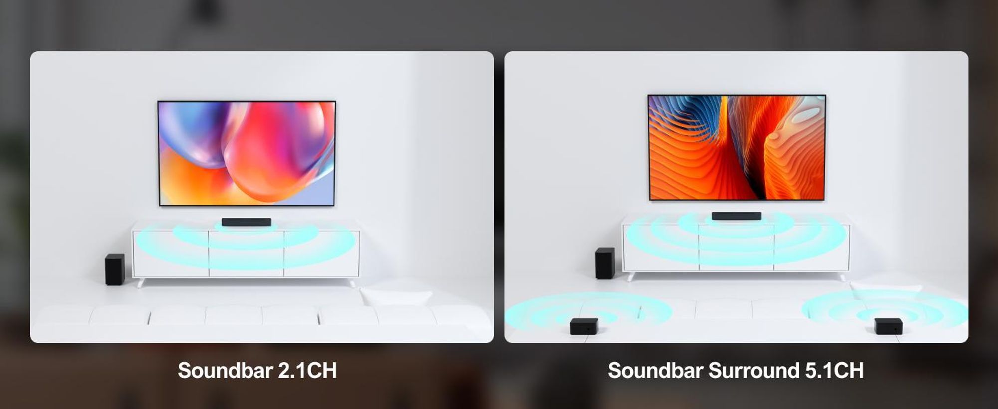 Soundbar surround 5.1 ULTIMEA, sistema audio surround virtuale 3D, soundbar regolabile in base ai bassi con subwoofer e altoparlanti posteriori