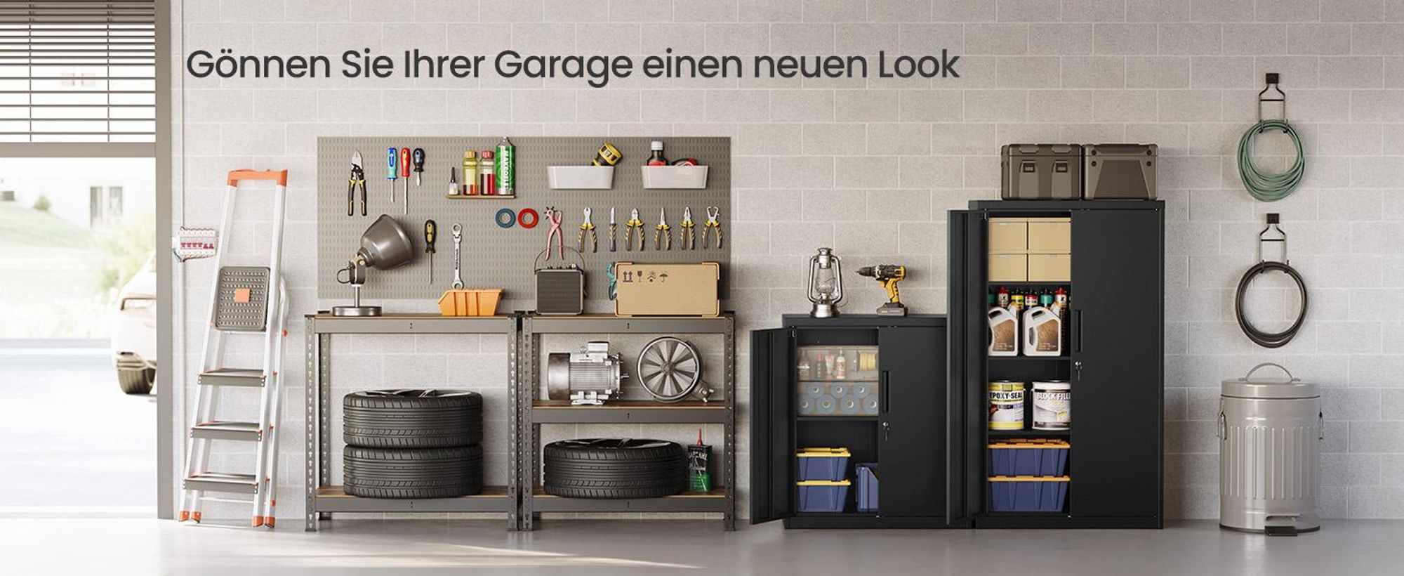 SONGMICS Stahlschrank mit 2 Türen, abschließbar, verstellbare Ablage, Aufbewahrungsschrank für Büro, 80 x 40 x 90 cm, schwarz