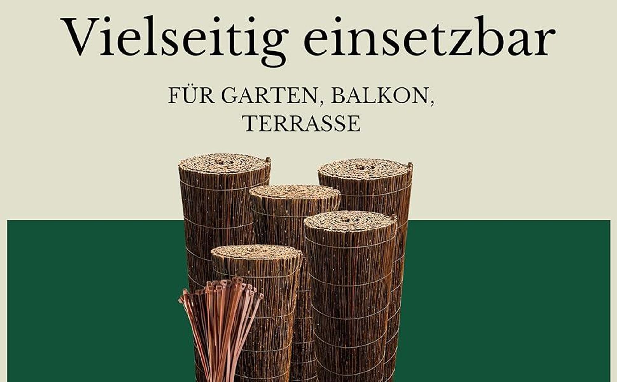 Weidenmatte 200 x 300 cm Gartenzaun Balkon Weidenzaun Zaun Windschutz & Sonnenschutz Balkonverkleidung Wetterfest Sichtschutzzaun Sichtschutzmatte