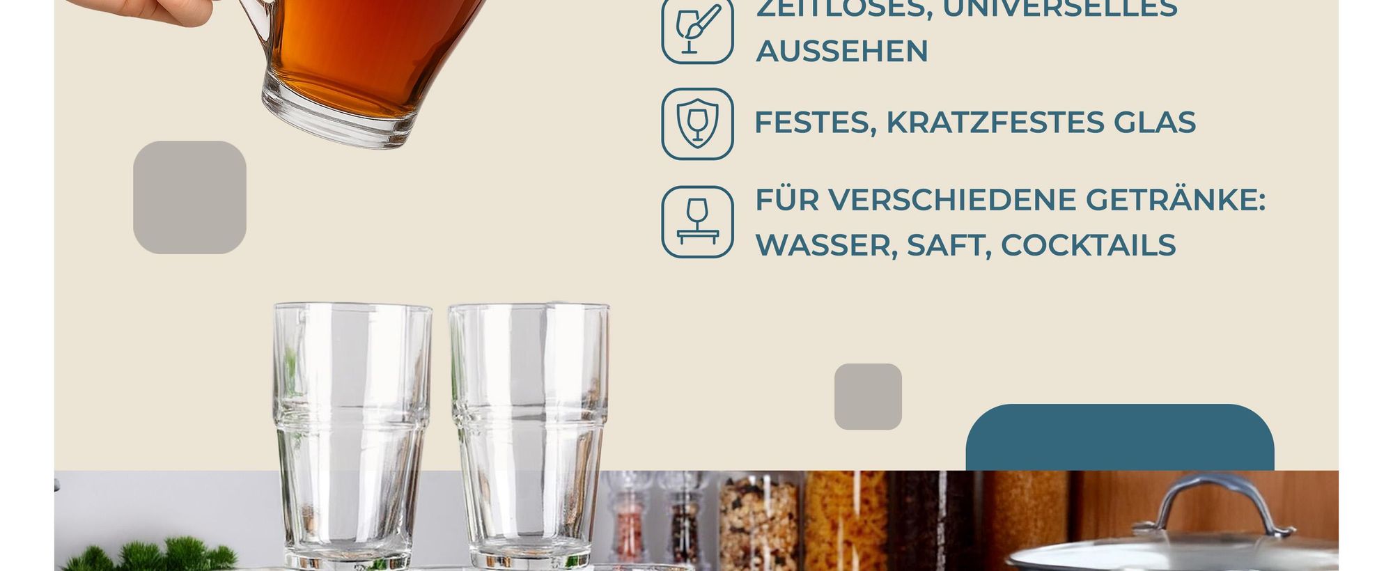 Vilde, Trinkgläser, Set, Glas, Saftglas, Wasserglas, Spülmaschinenfest