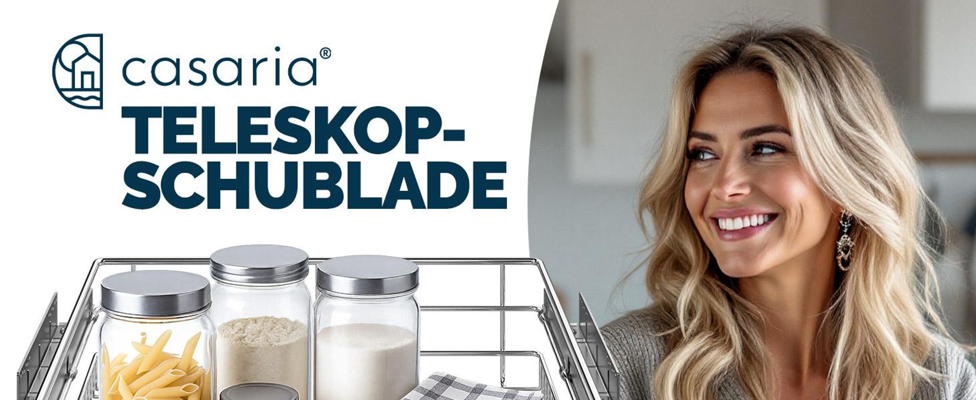 CASARIA® 3x Teleskopschublade Nachrüsten Schublade Küche 40cm 20kg Belastbar Verchromt Korbauszug mit Zubehör Haushalt Küchenschrank Kleiderschrank