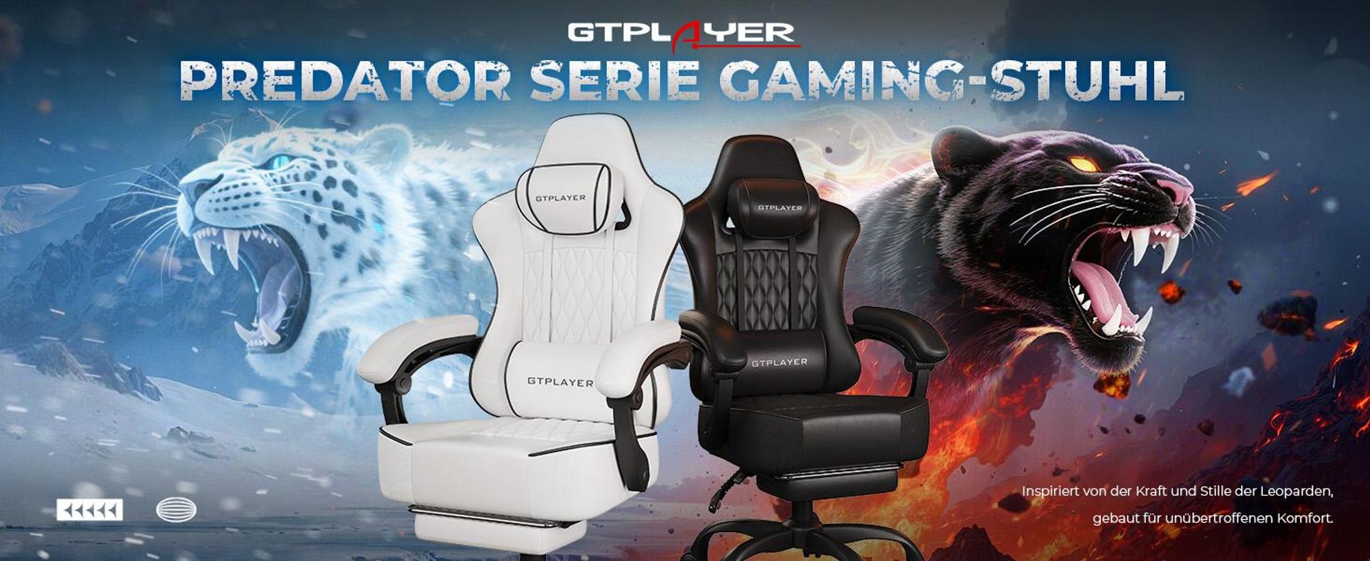 GTPLAYER GamingStuhl, Bürostuhl, Ergonomischer Pc Stuhl, Höhenverstellbarer Drehstuhl, Armlehnen mit Synchronmechanik, Lendenkissen, Kopfkissen