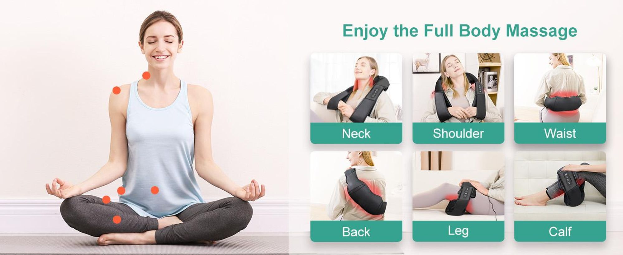 3 Geschwindigkeiten Nackenmassagegerät mit 16 Knote,Tiefengewebe Shiatsu-Massagegerät,3D Kneten Schulter und Rücken Massagekissen zur Schmerzlinderung