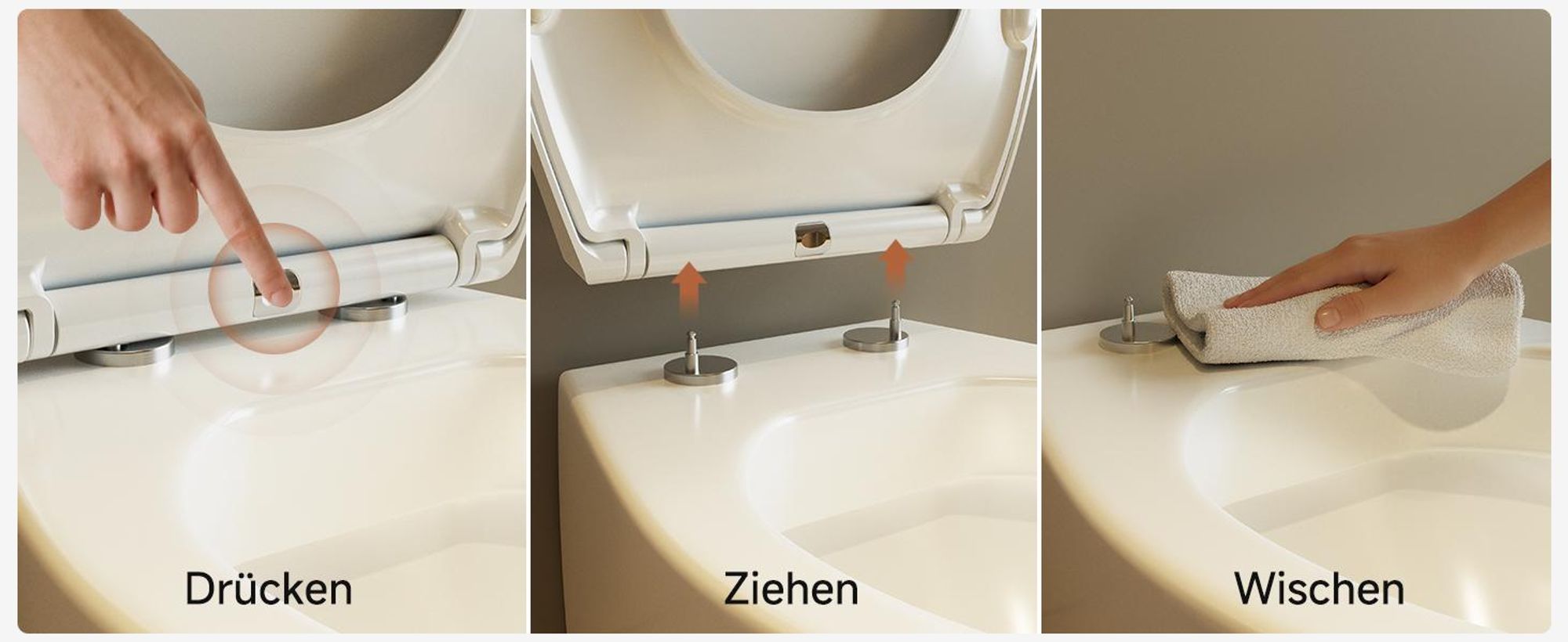Toilettendeckel O Form WC-Sitze, Schwerer Toilettensitz mit Absenkautomatik Weiß, Klobrille abnehmbar, einfache Montage, Vollummantelt, Duroplast