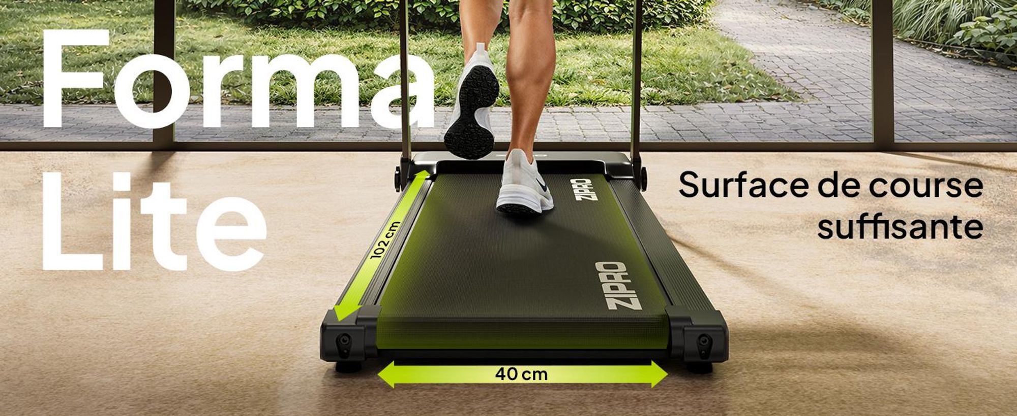 Tapis de course électrique pliable ZIPRO Forma Lite – Design ultra plat, vitesse maximale de 12 km/h et capacité de charge de 120 kg – Compatible avec l'application Bluetooth, tapis de course silencieux