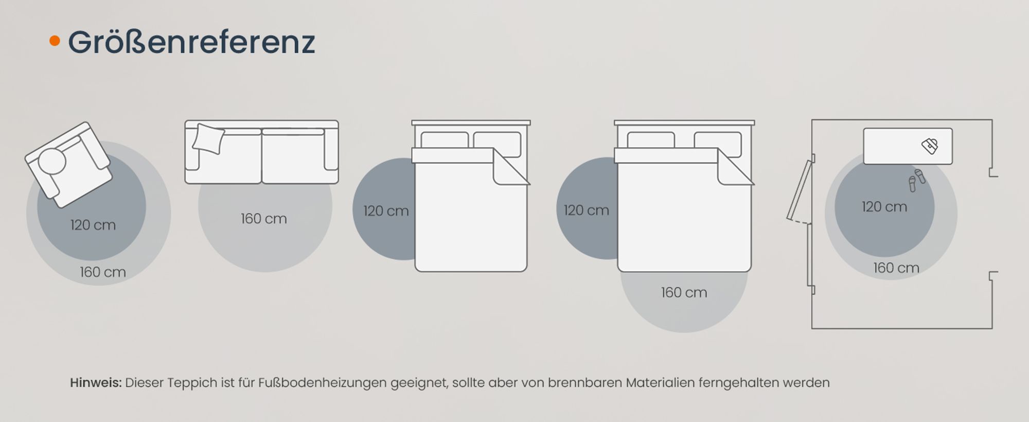 SONGMICS HOME Teppich rund, 120 cm d, Wohnzimmerteppich, rutschfester Teppich, flauschig, Dekoration, für Wohnzimmer, Schlafzimmer, maschinenwaschbar