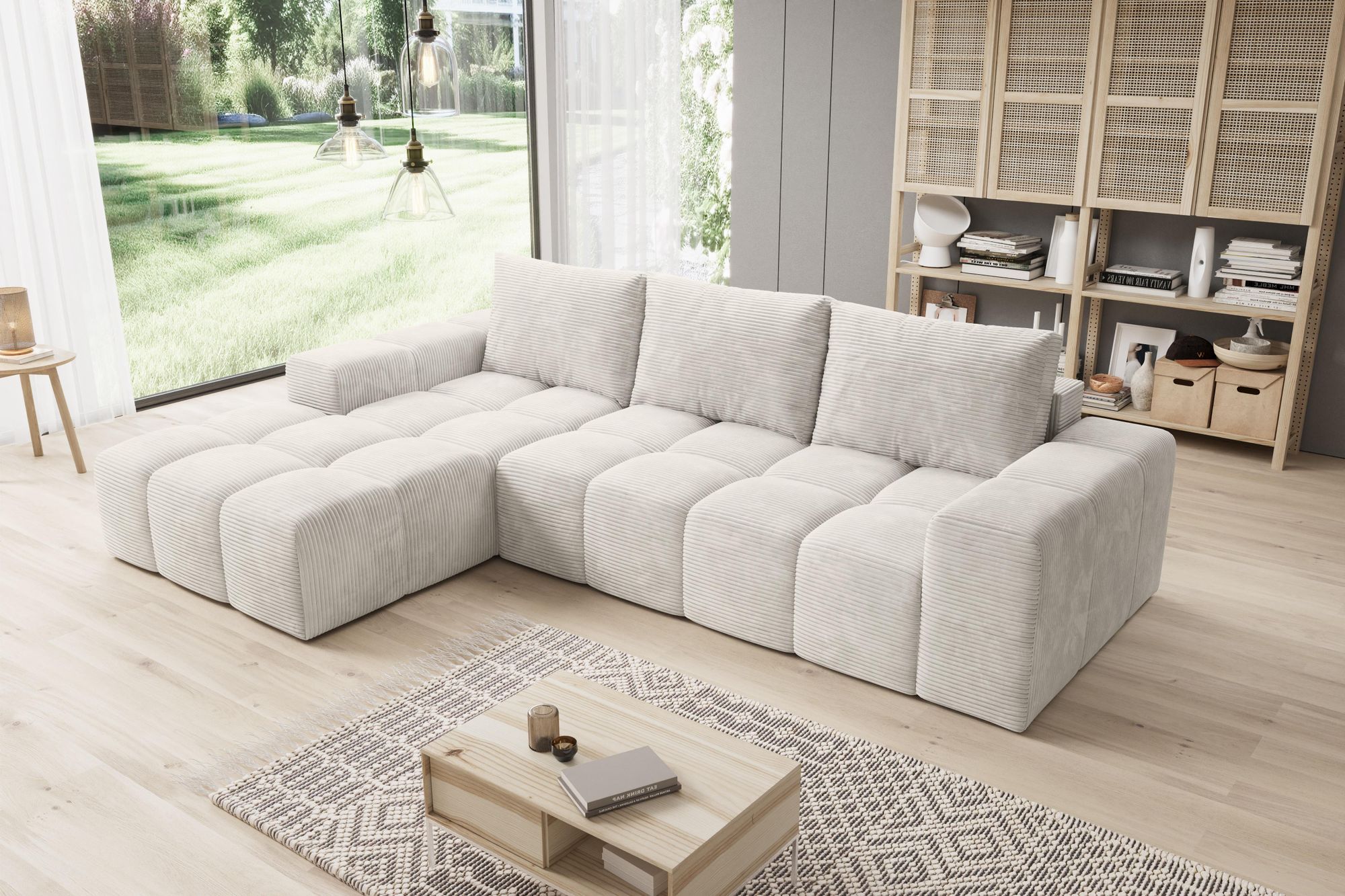 Eckosofa Moli - Cord Stoff beige