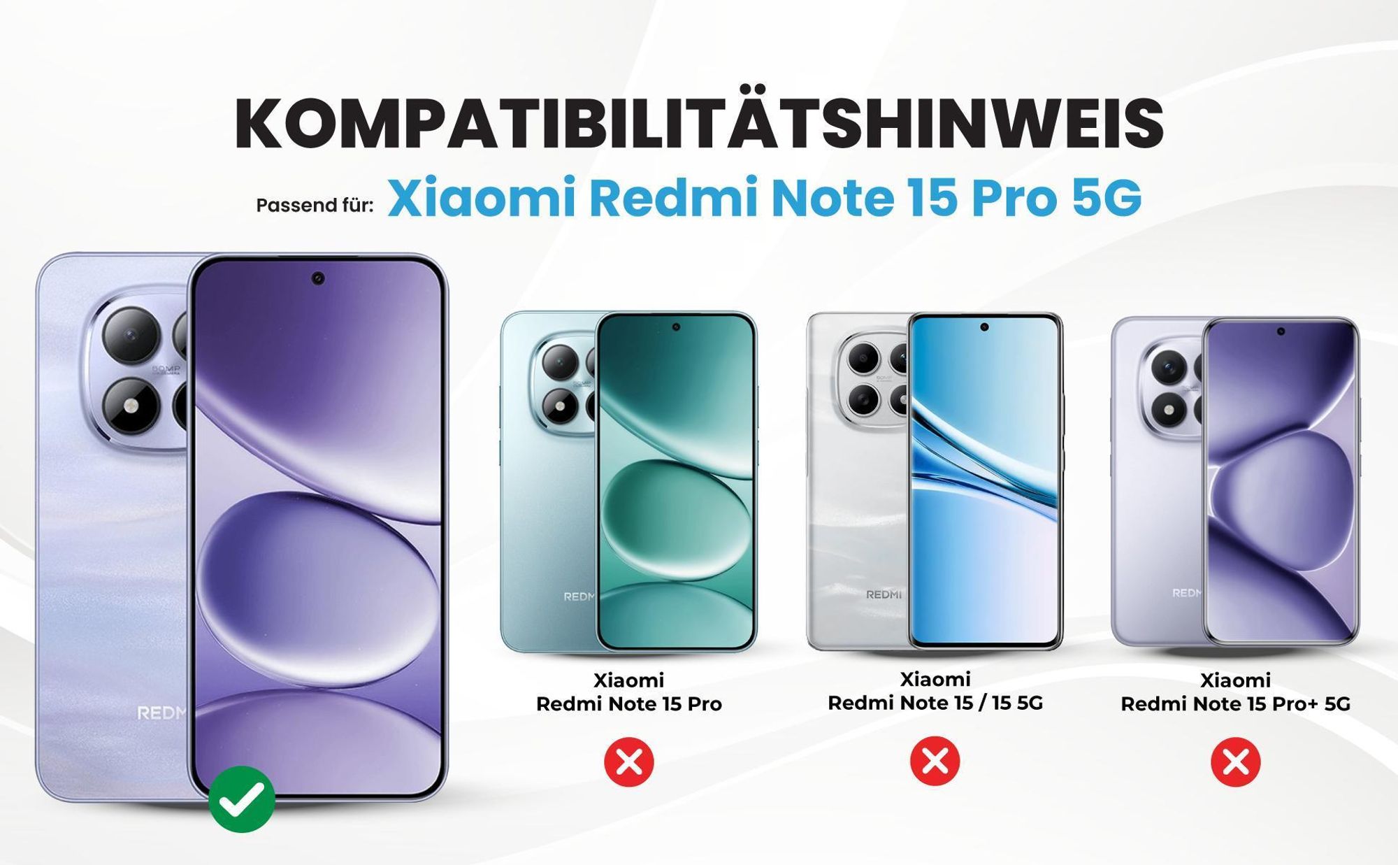 Kompatibilitätshinweise Hülle für Xiaomi Redmi Note 15 Pro 5G