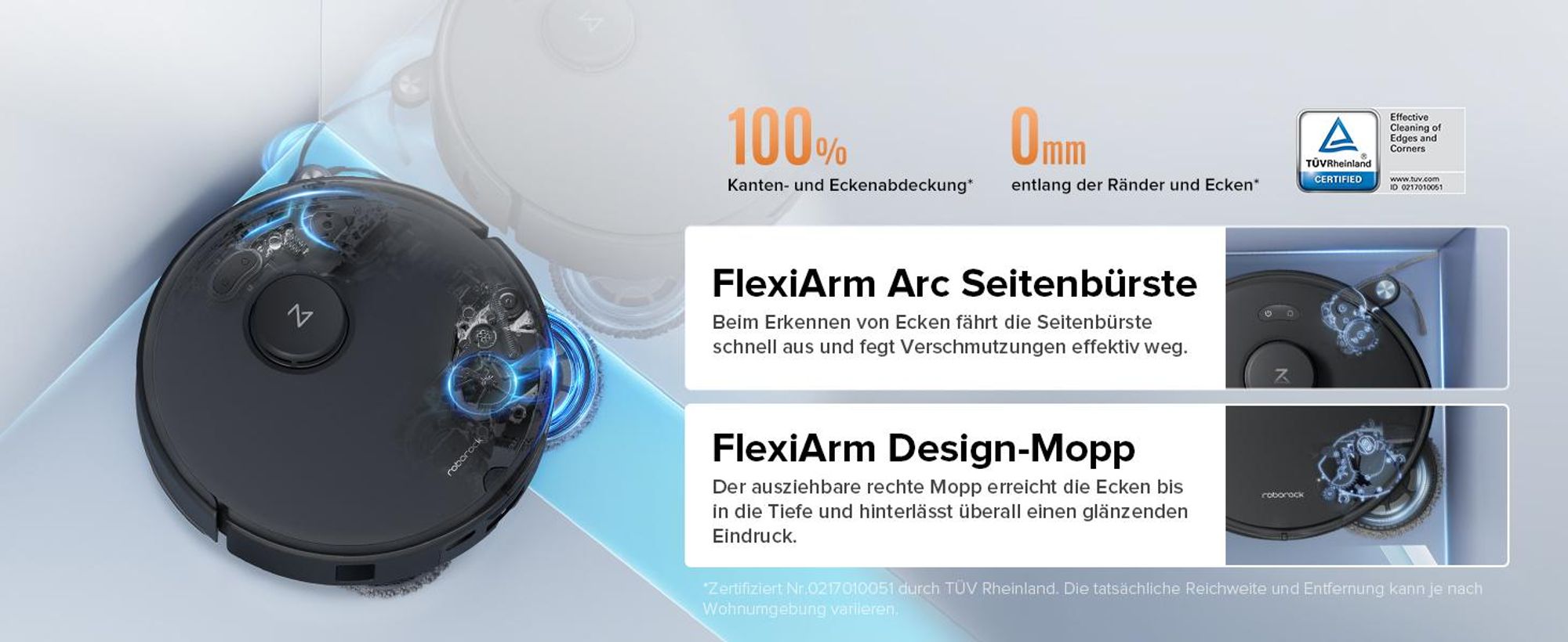 Roborock Qrevo Edge S5A Staubsauger Roboter 18.500 Pa(Upgrade von Qrevo Master) Dual Anti-Tangle, inkl. 1L Bodenreiniger, FlexiArm Design,Schwarz