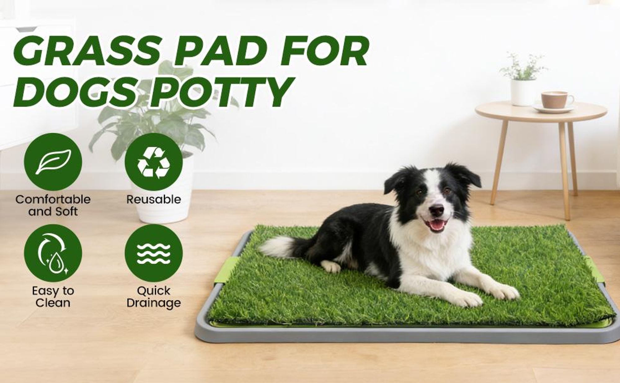 Hundeklo Rasen, Hundetoilette, Welpentoilette für die Wohnung, Hundeklo mit Kunstrasen, Indoor Haustiere WC, Trainingsunterlage für Welpen und Hunde