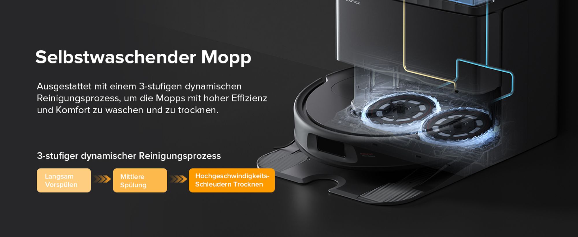 Roborock QV 35A Staubsauger Roboter 8.000 Pa (Upgrade von Qrevo Plus),All-in-One Dock,Anti-Verfilzungsbürste, Hebarer Mopp, Reactive Tech,Schwarz