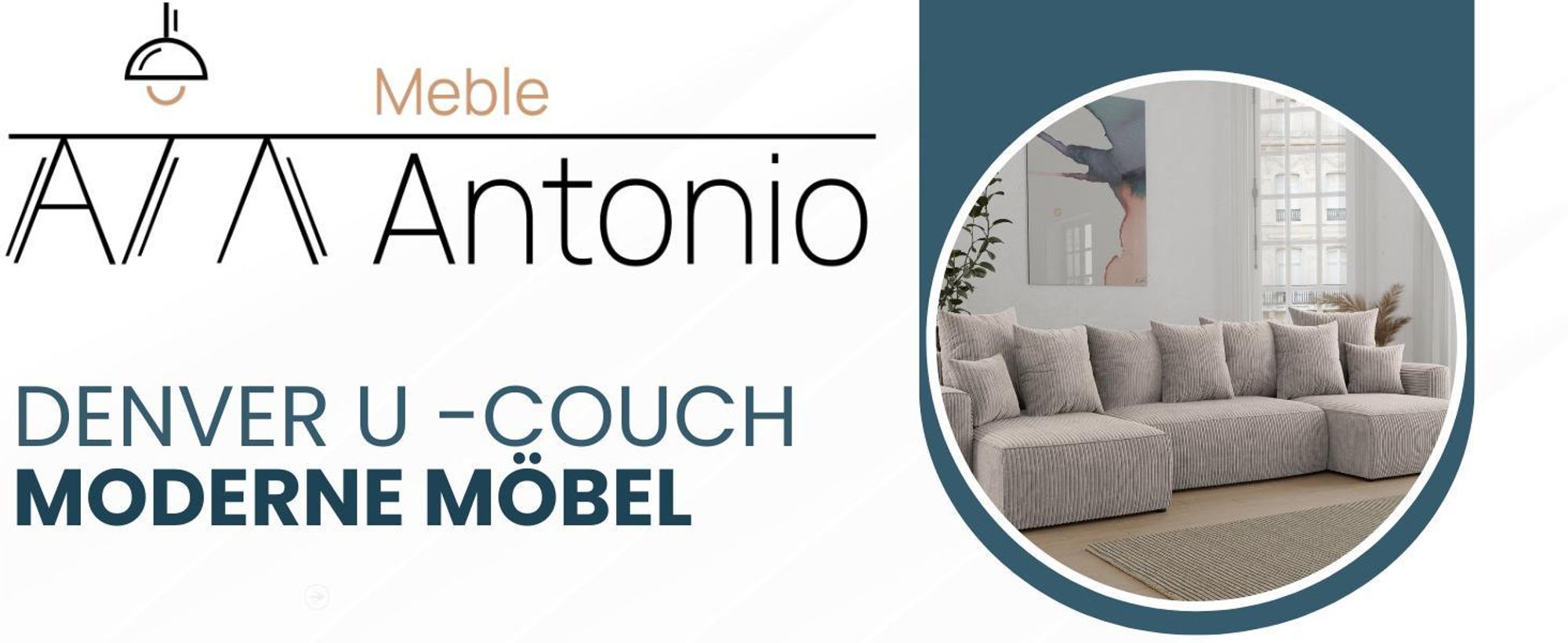U-Form Sofa ANTONIO DENVER - 312x142x73cm, Wohnzimmersofa mit Schlaffunktion & Bettkästen - Eckarniutur, Couch U-form, Bezug - Cord in Beige