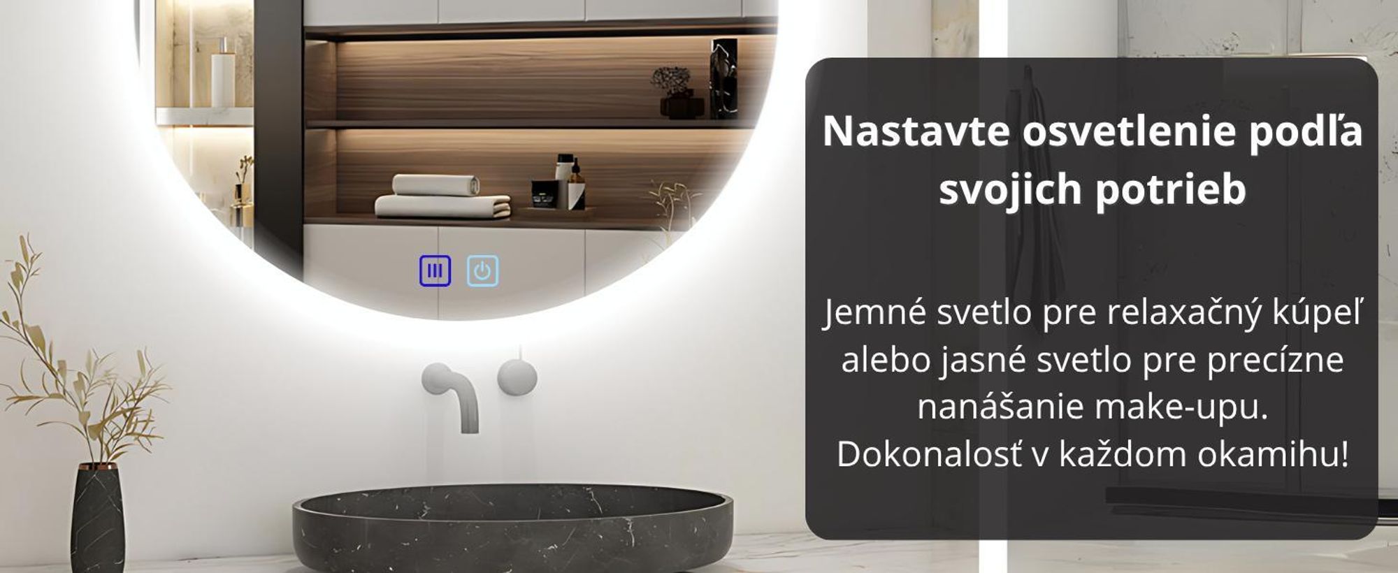 LED zrkadlo do kúpeľne, okrúhle, 80 cm – s funkciou proti zamlievaniu, 3 farby svetla (CCT), plynulá regulácia jasu, dotykové ovládanie, ochrana IP44, moderné zrkadlo bez rámu