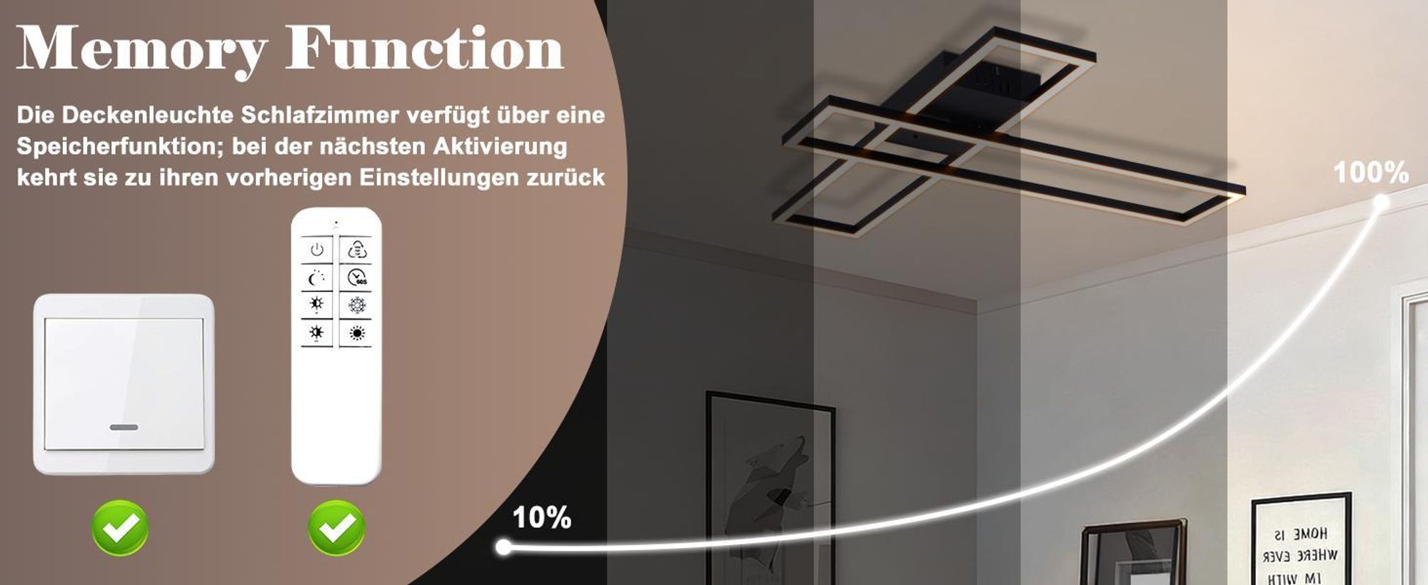 ZMH Stropní svítidlo do obývacího pokoje LED stropní lampa 42 W Lampa do obývacího pokoje Plynule stmívatelná lampa do kuchyně Černá stropní svítidla Stropní osvětlení do kuchyně