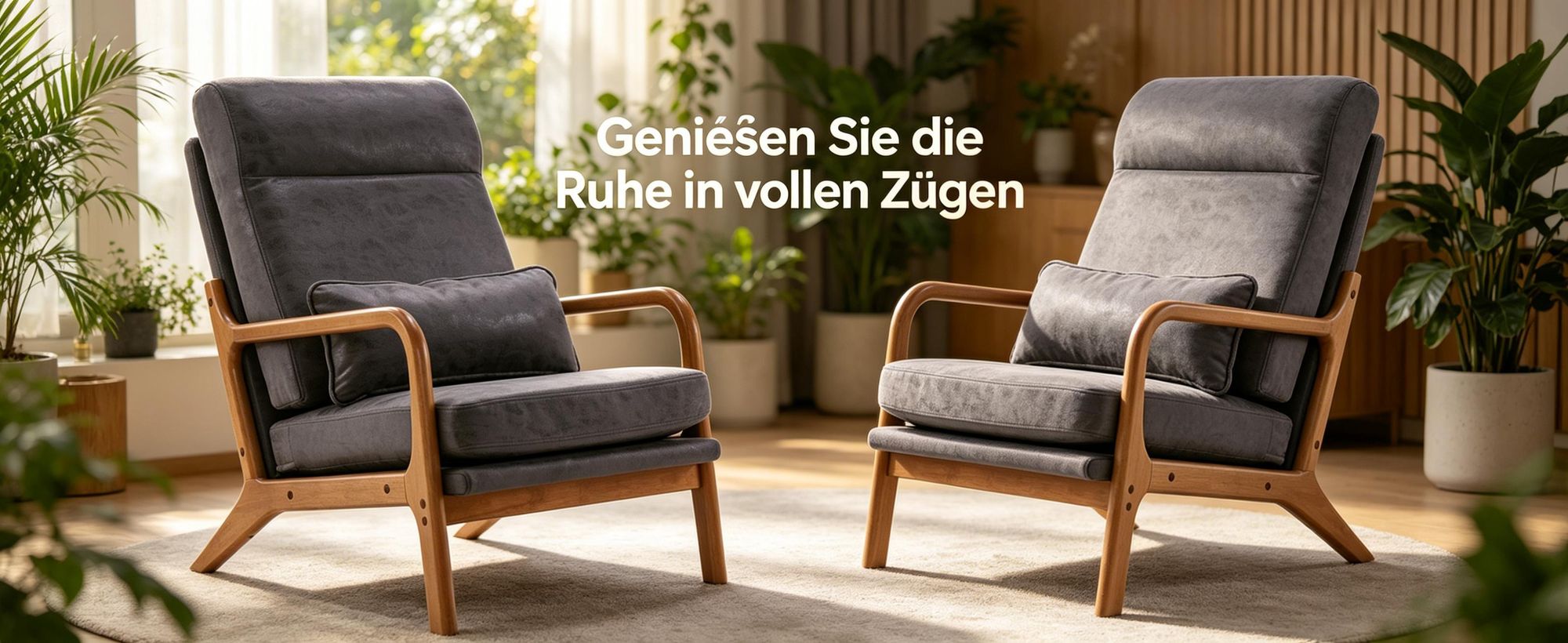 FCH Sessel Loungesessel, Loungesessel,Armlehnstuhl Armlehnensessel Polstersessel, Armlehne,mit Lendenkissen, Dunkelgrau