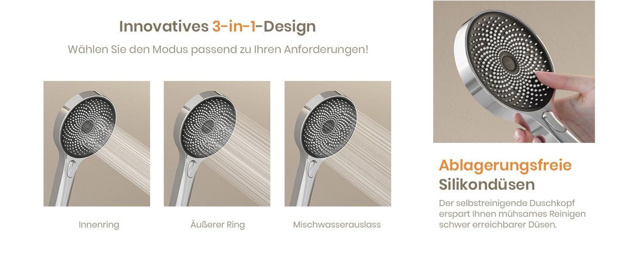 EMKE Duschsystem mit Thermostat Chrom Einstellbarer Wasserfluss 260mm Rund Regendusche, Vorlauf & Badewannenauslauf F28