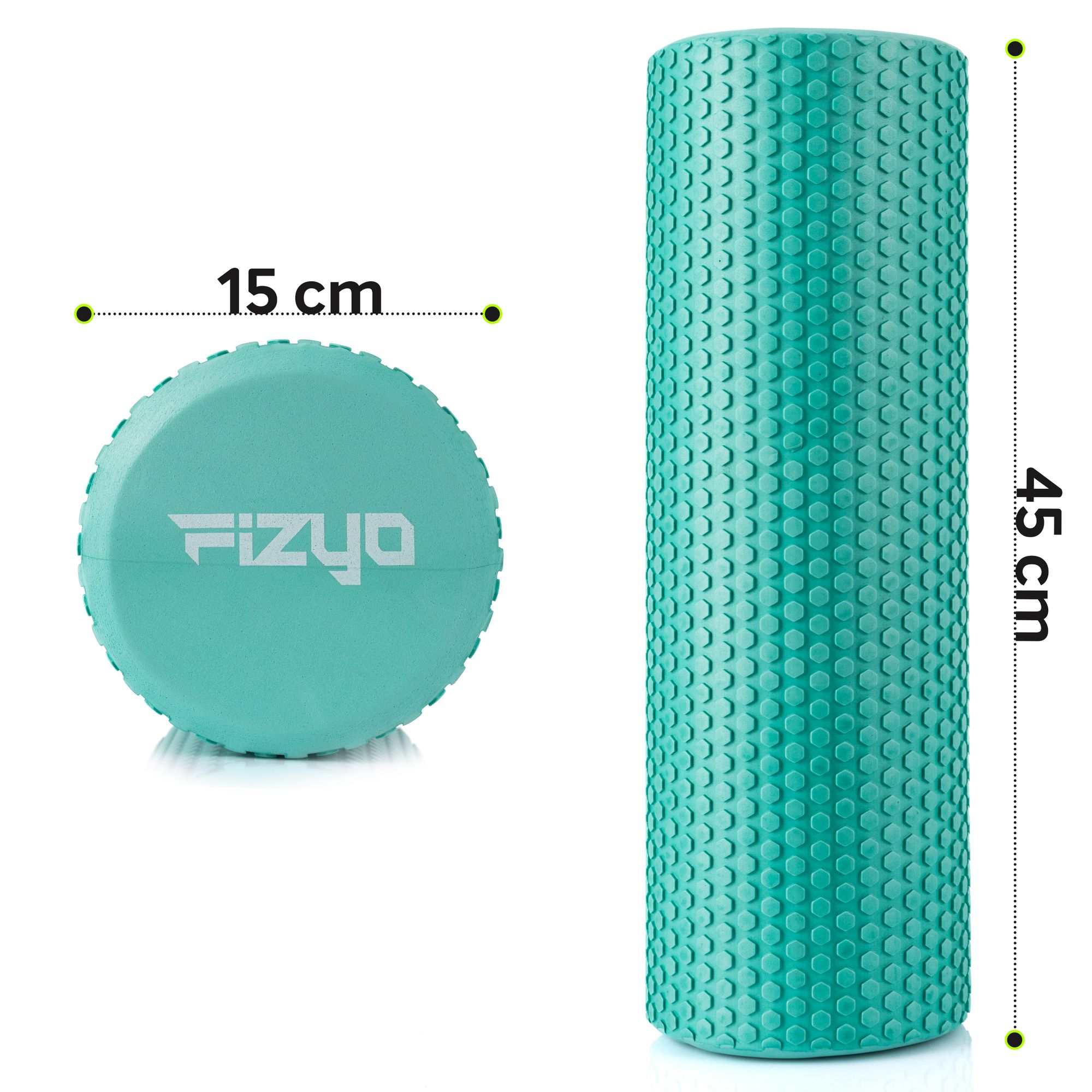 Masážní válec FIZYO s výstupky 30x15 cm, produktová fotografie na bílém pozadí