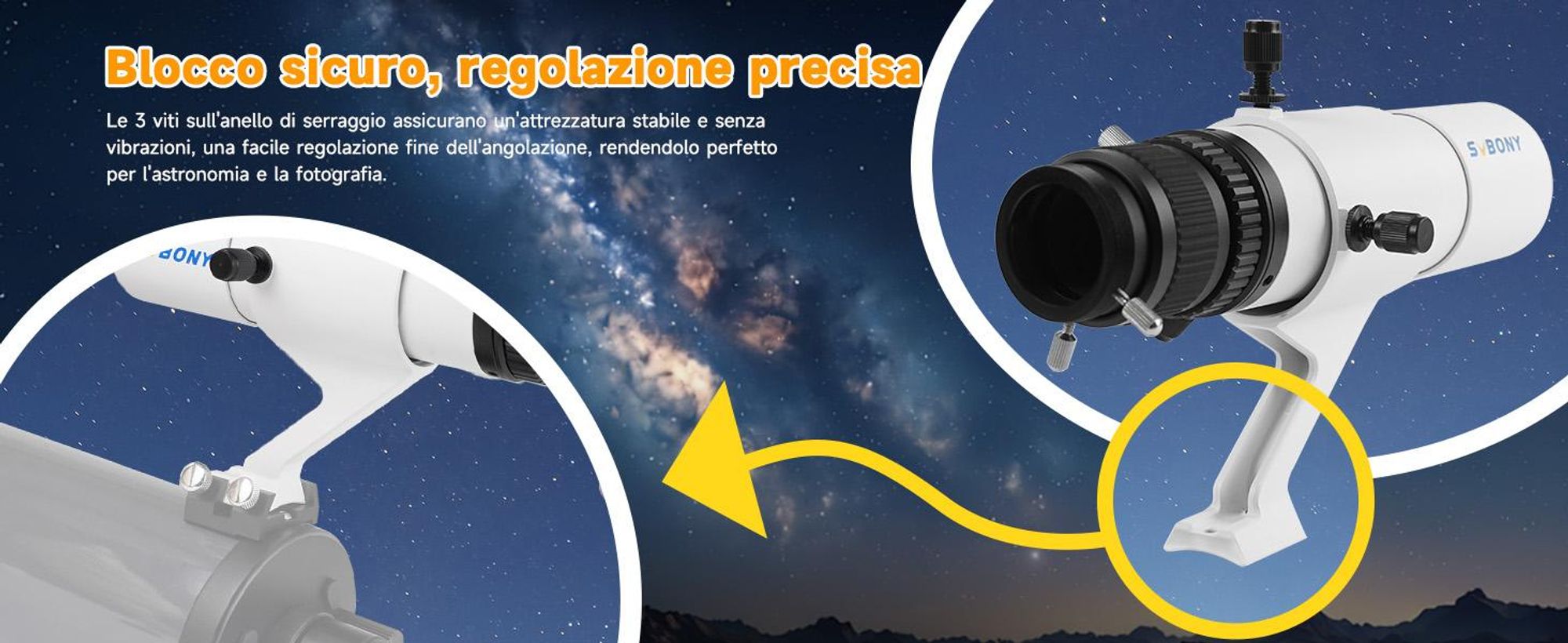 Cannocchiale guida Svbony SV198 per astrofotografia, mini guida da 50 mm F4,1, rifrattore acromatico FMC, con doppio focheggiatore elicoidale