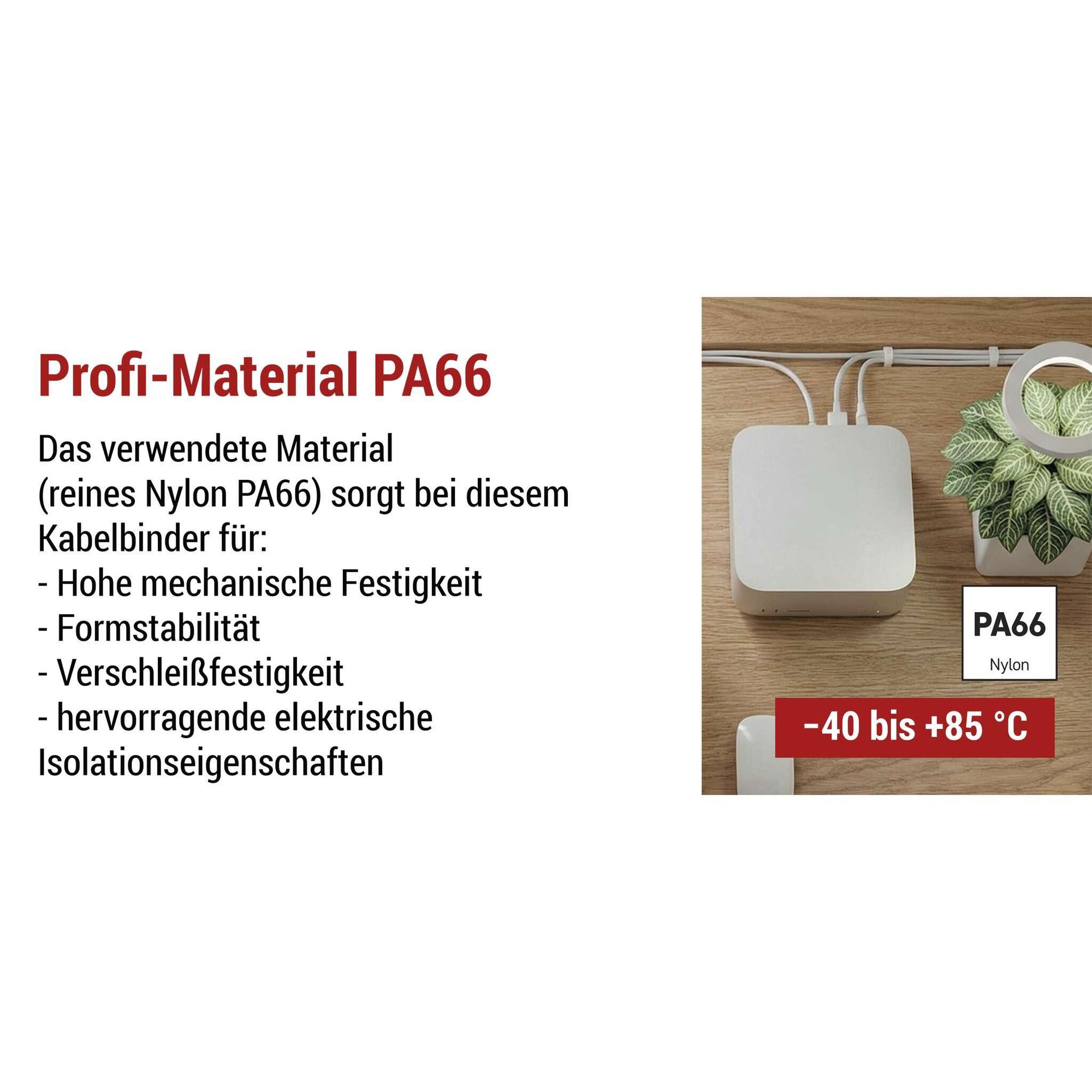 EMOS 100 Stück Kabelbinder aus Nylon PA66 für Innen, 150 x 3,5 mm, für max. Ø 3,5 cm Kabelbündel, Kabelmanagement selbsthemmend, weiß, A2844
