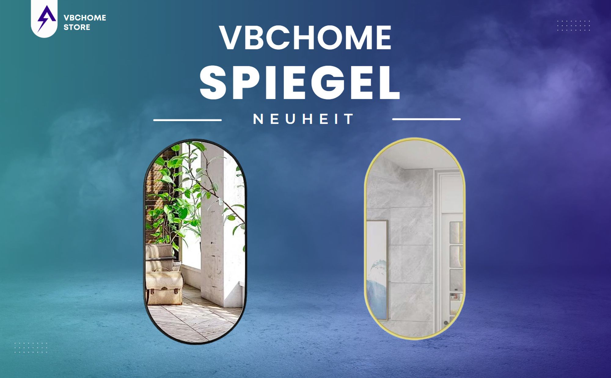VBChome Oval Spiegel 80 x 40 cm Schwarz Aluminiumrahmen–Elegante Dekoration für Wohnzimmer, Bad, Flur, modernes und stilvoller Spiegel für Innenräume