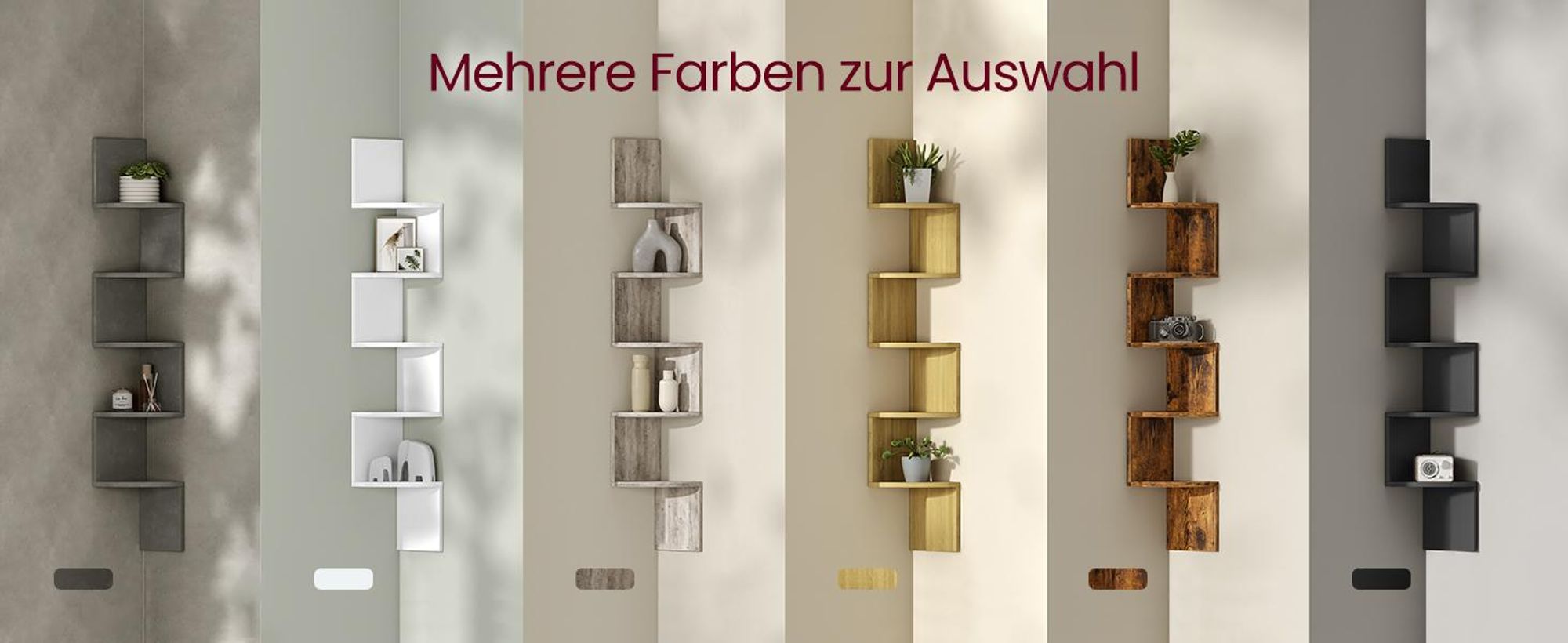 VASAGLE Eckregal, Wandregal, Bücherregal, aus Holz, mit 5 Ablagen