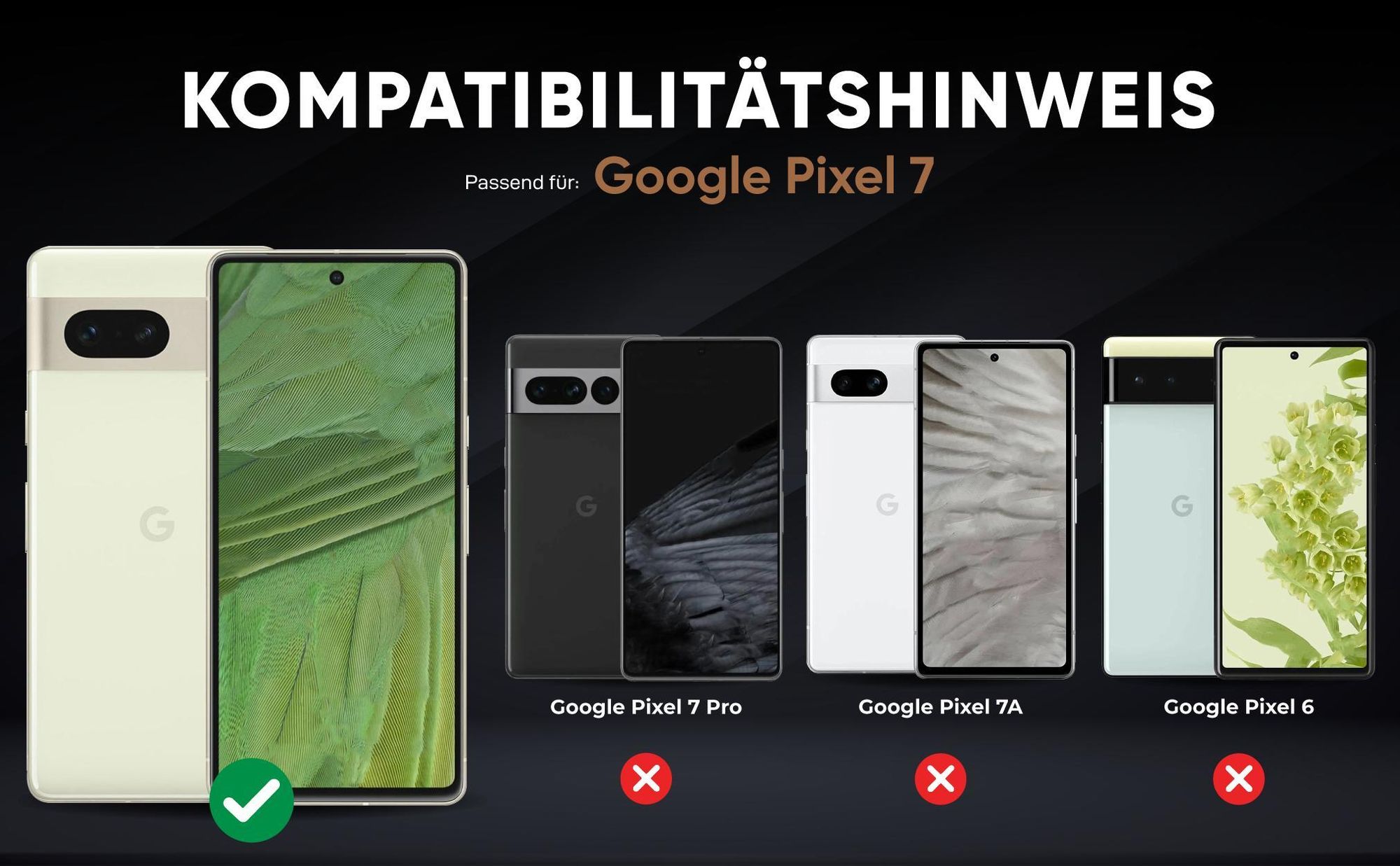 Kompatibilitätshinweise Hülle für Google Pixel 7