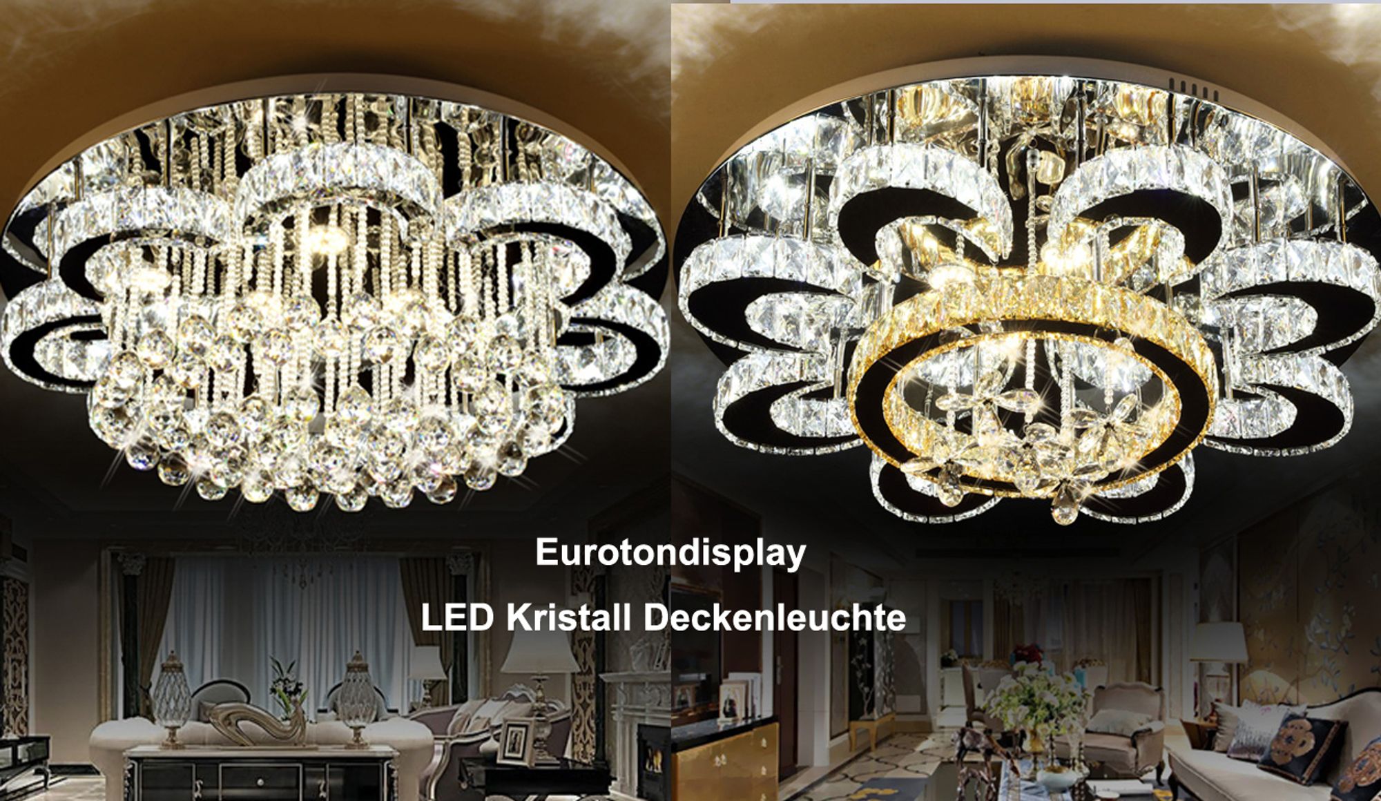 Eurotondisplay LED Pendelleuchte Deckenleuchte Kristalle  Lichtfarbe einstellbar ,dimmbar
